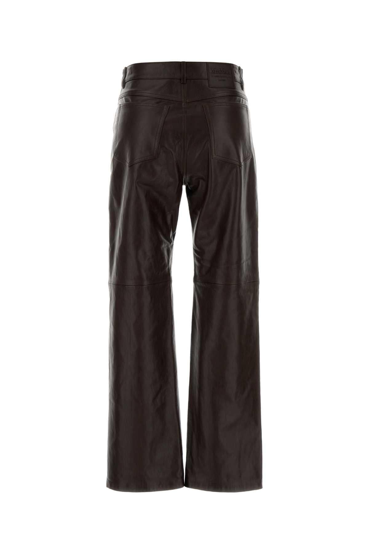 S Maxmara Women Chocolate Leather Pesca Pant S MAX MARA