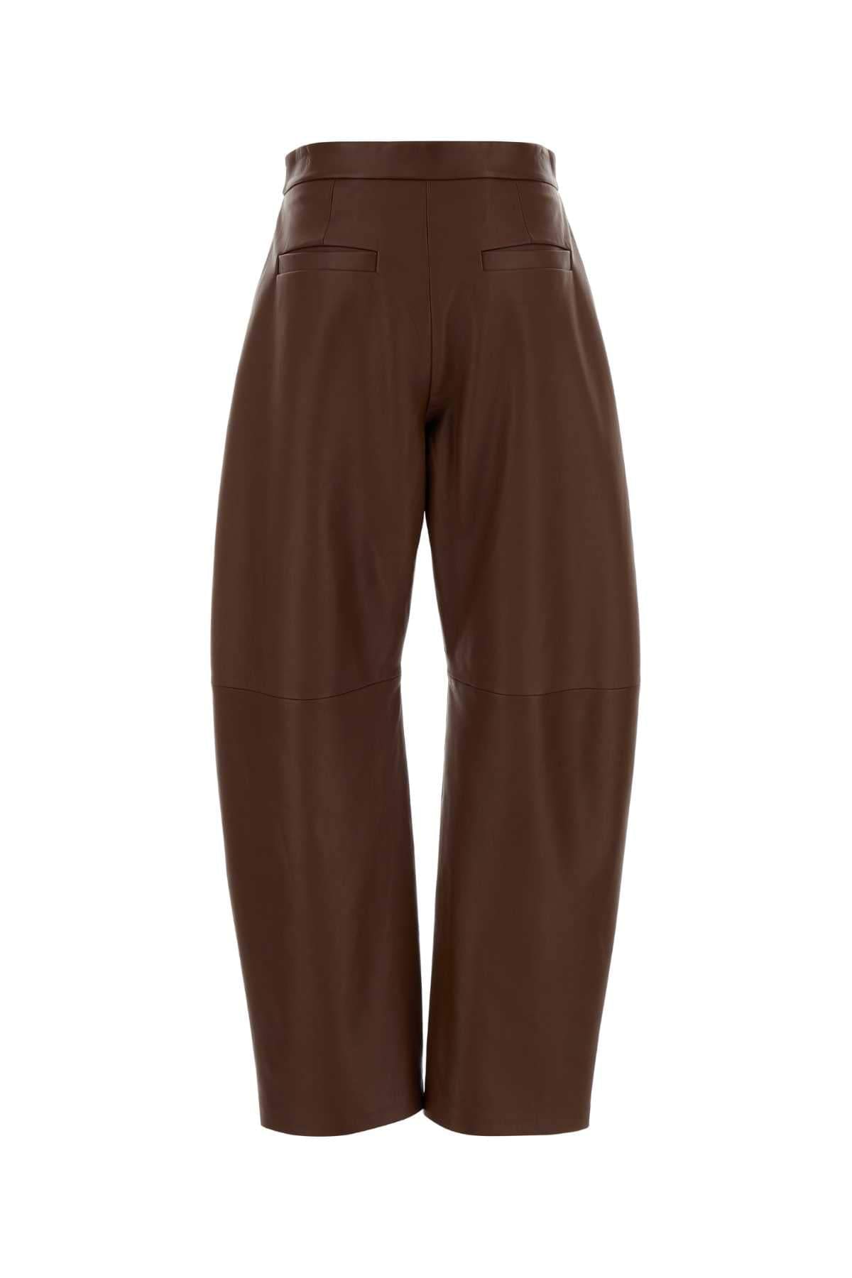 Sportmax Women Chocolate Leather Cinepresa Pant SPORTMAX