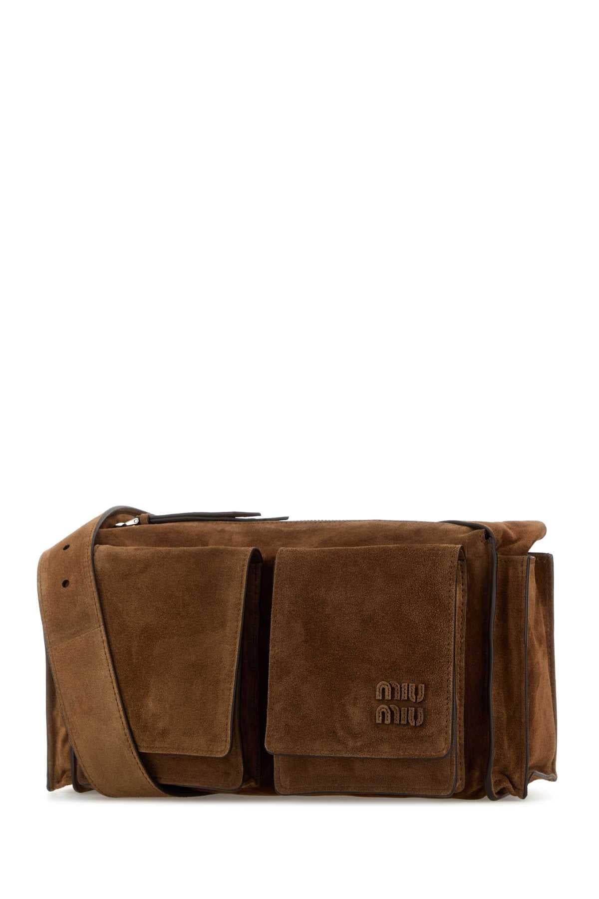Miu Miu Women Brown Suede Utilitaire Crossbody Bag MIU MIU