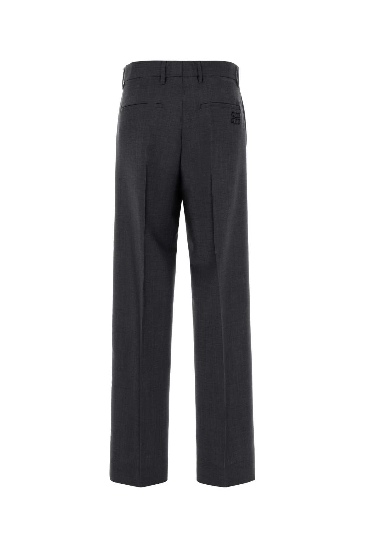 Miu Miu Women Charcoal Mohair Blend Pant MIU MIU