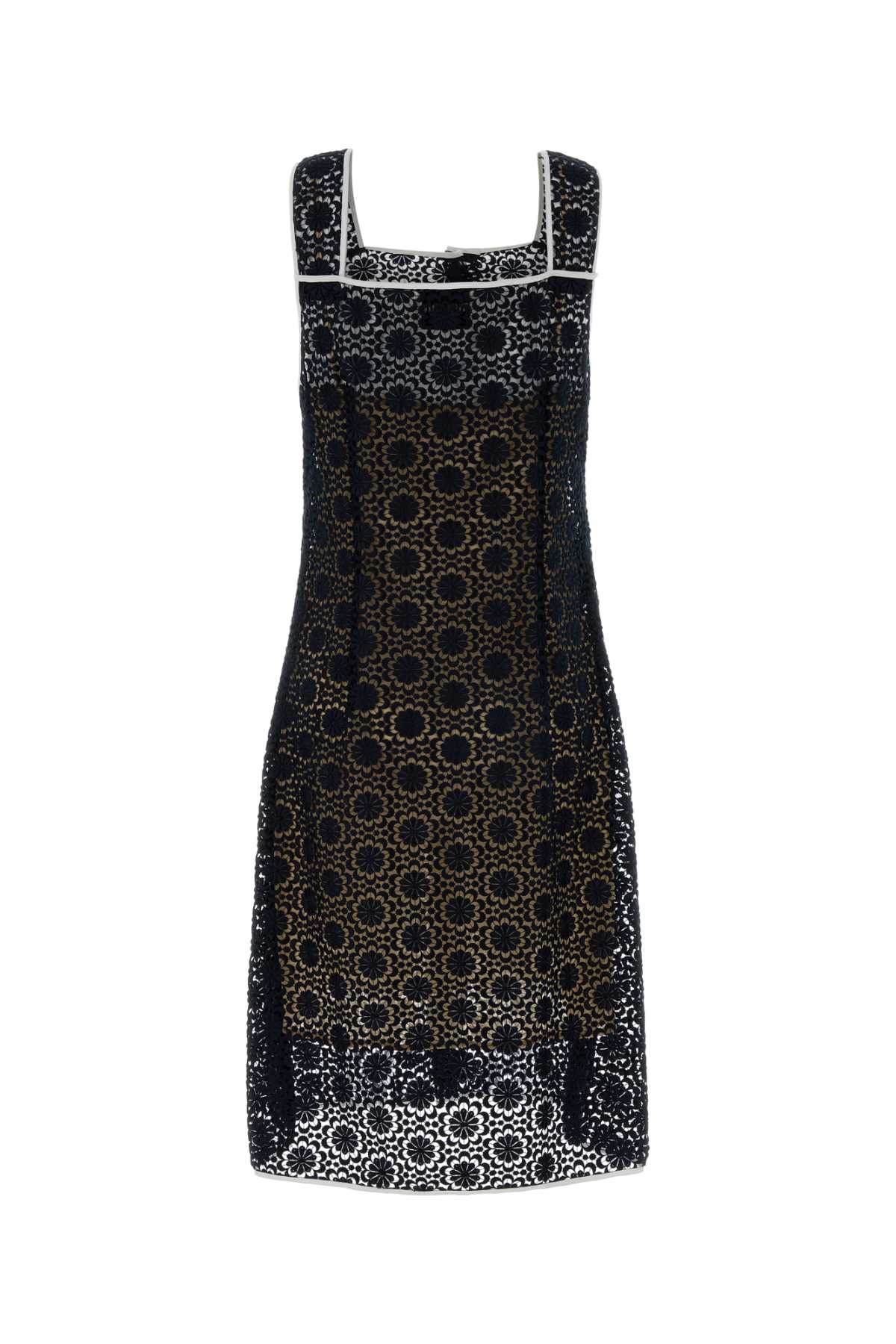 Miu Miu Women Midnight Blue Macrame Lace Dress MIU MIU