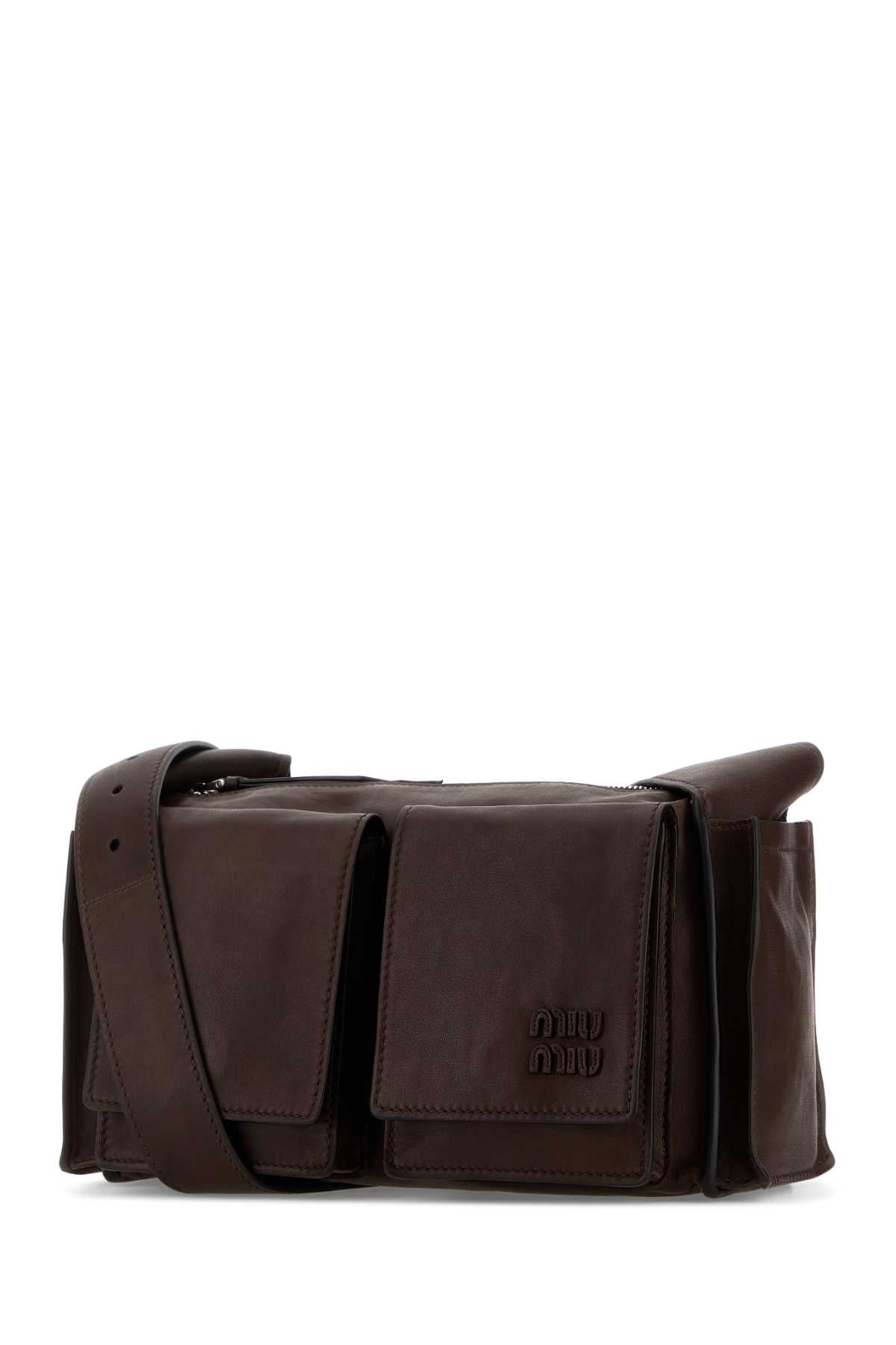 Miu Miu Women Dark Brown Nappa Leather Utilitaire Crossbody Bag MIU MIU