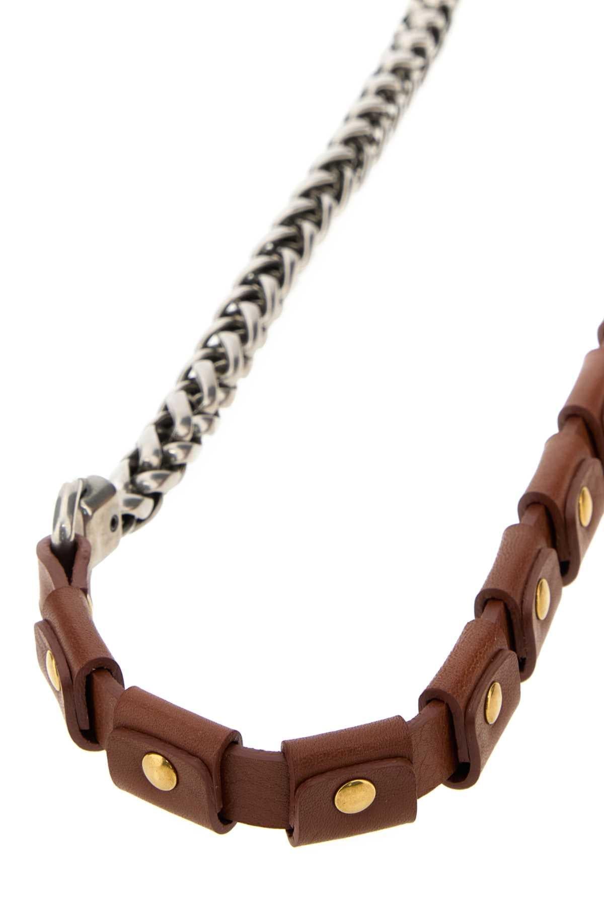 Miu Miu Women Brown Leather Necklace MIU MIU