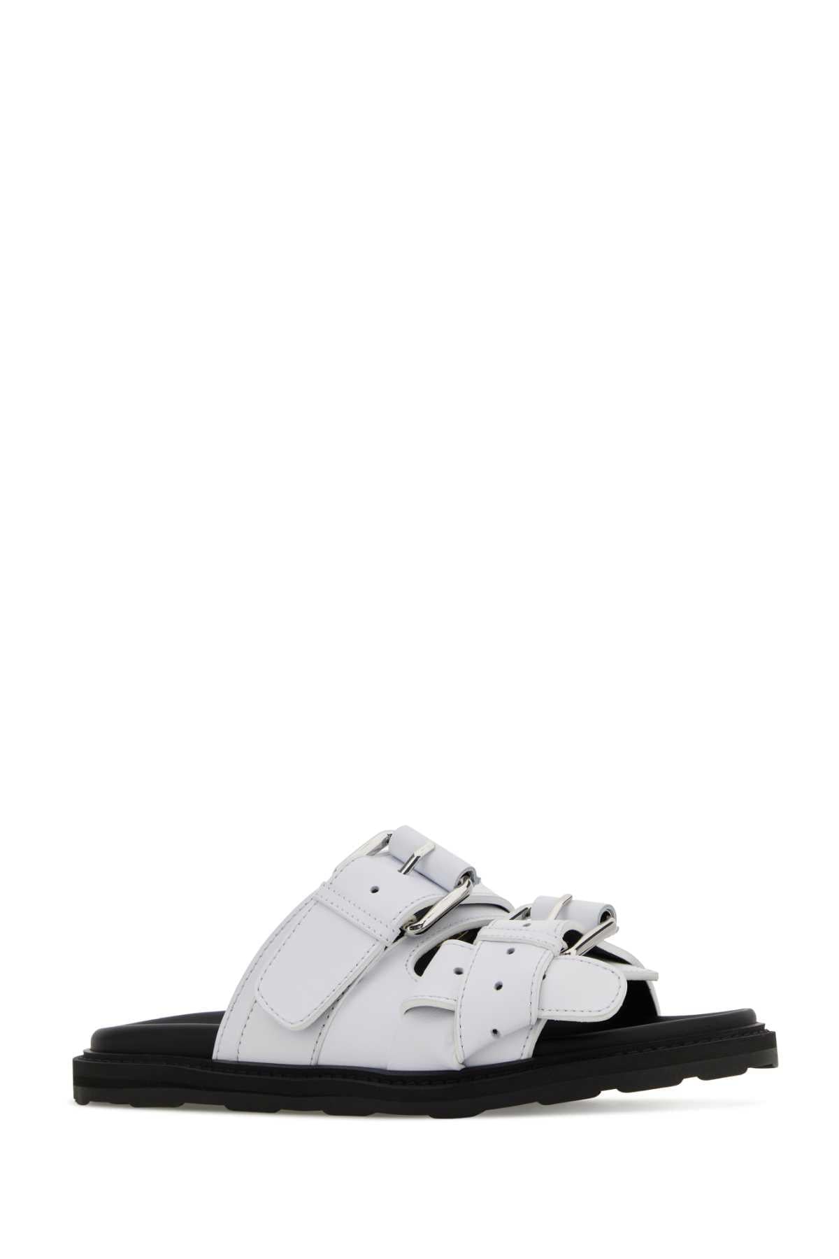 Moschino Women White Leather Slippers MOSCHINO