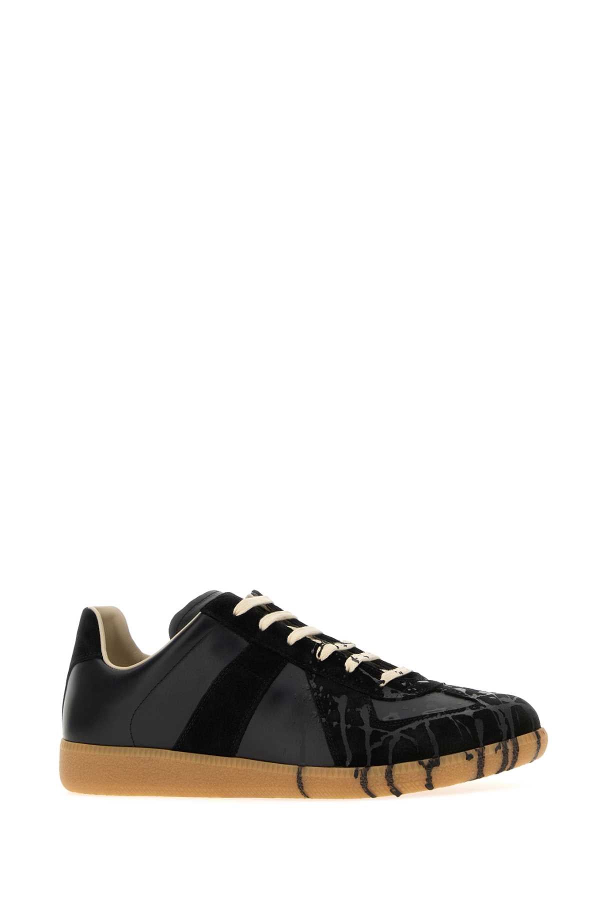 Maison Margiela Men Black Leather Replica Sneakers MAISON MARGIELA