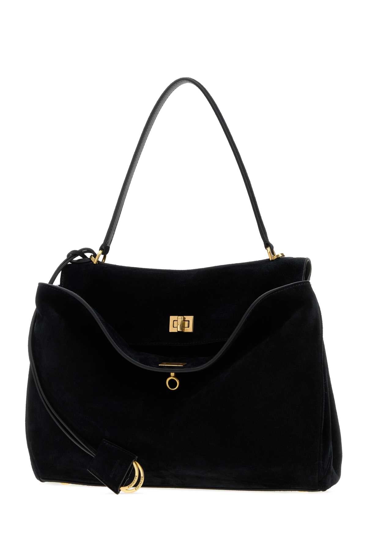 Balenciaga Women Black Suede Medium Rodeo Handbag BALENCIAGA