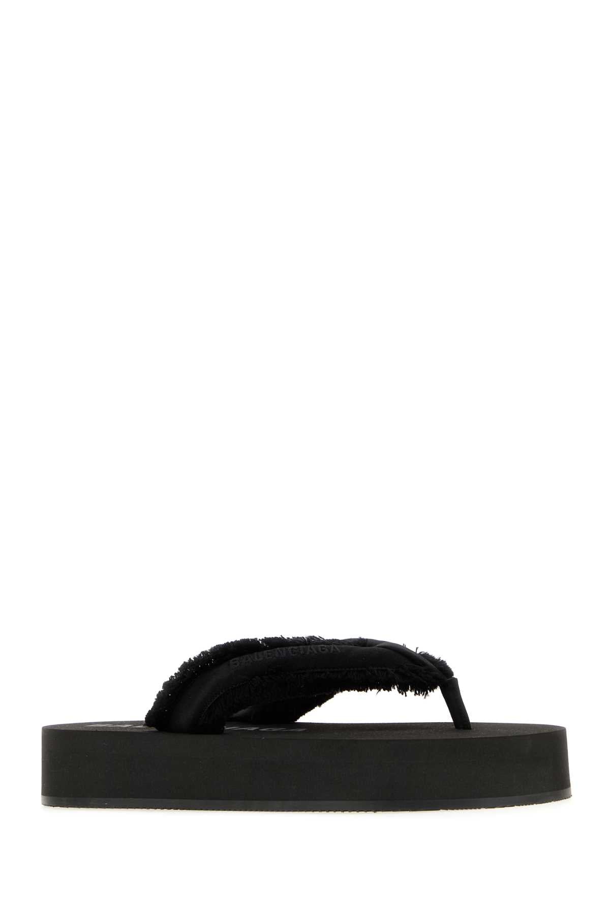 Balenciaga Women Black Satin Jet Leg Thong Slippers BALENCIAGA