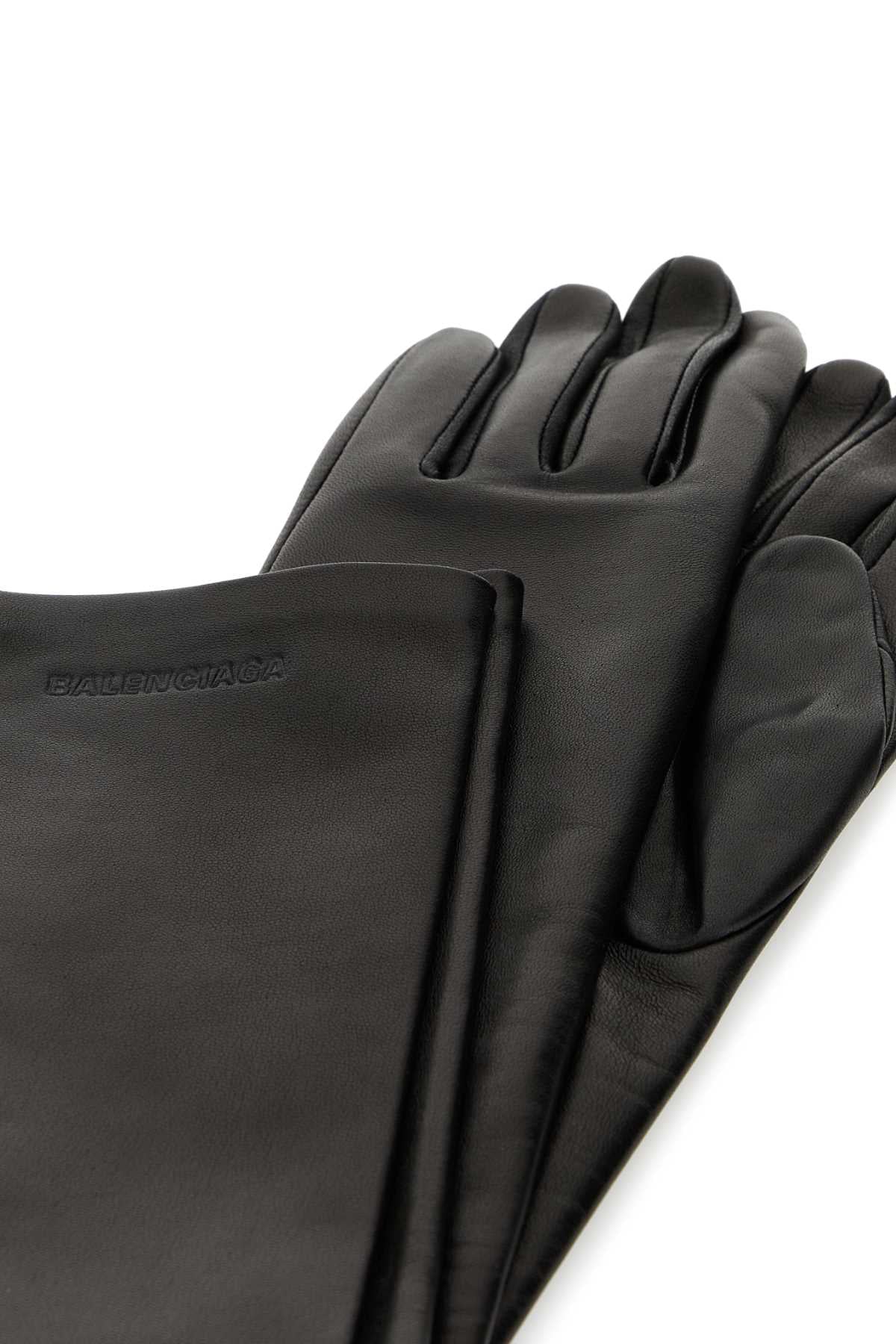 Balenciaga Women Black Leather Gloves BALENCIAGA