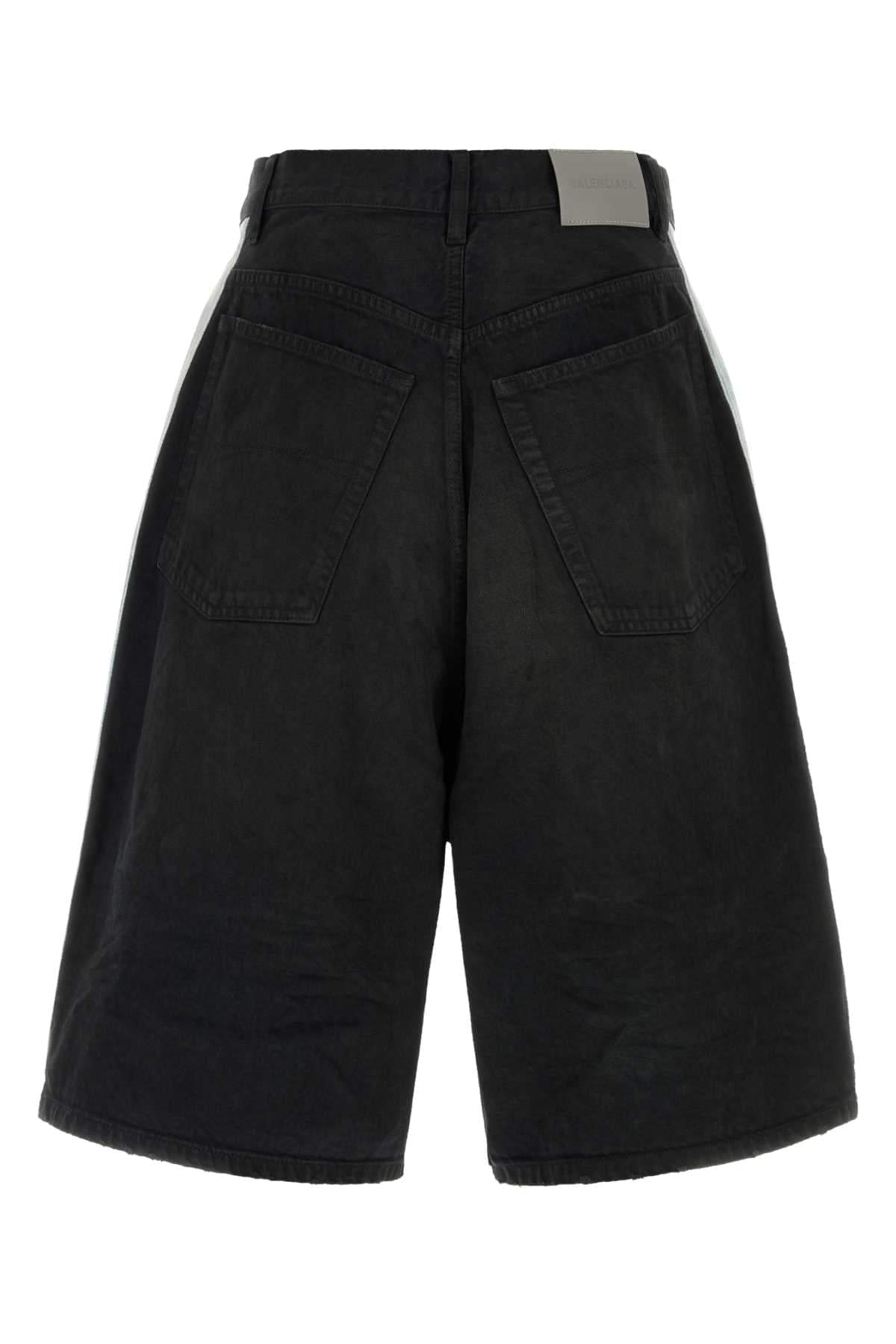 Balenciaga Men Black Denim Bermuda Shorts BALENCIAGA