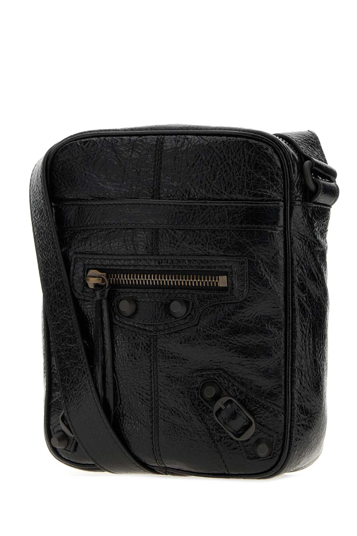 Balenciaga Men Black Leather Le City Crossbody Bag BALENCIAGA