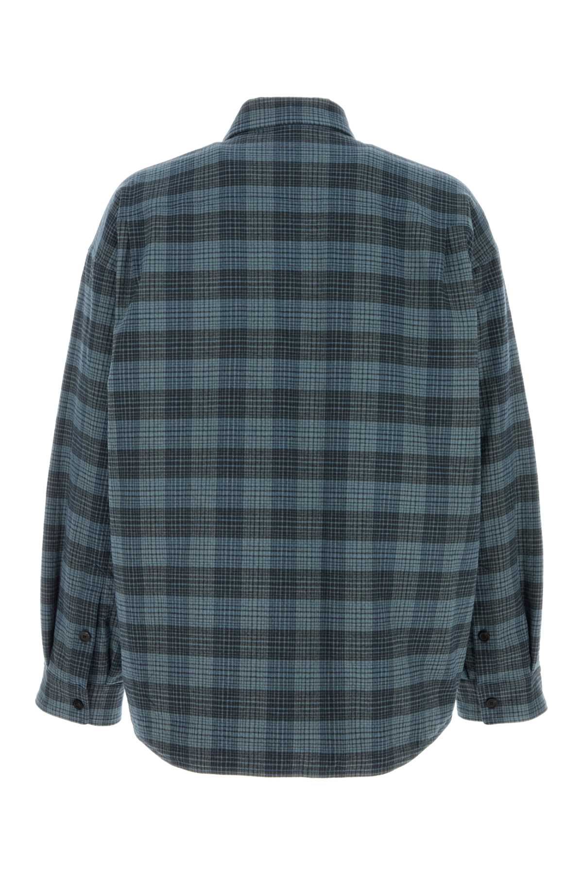 Balenciaga Men Embroidered Flannel Oversize Shirt BALENCIAGA