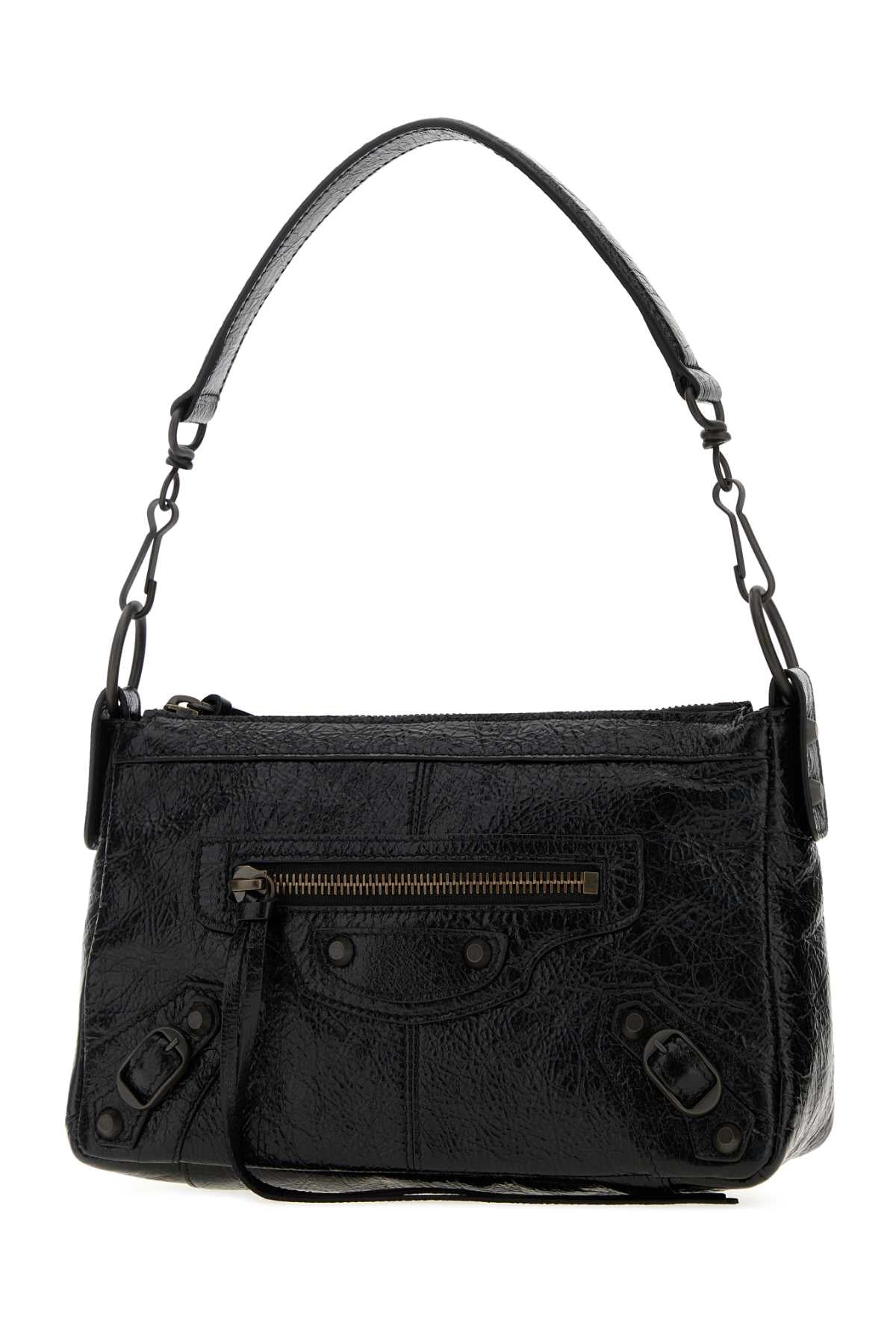 Balenciaga Women Black Leather Mini Le City Moto Shoulder Bag BALENCIAGA