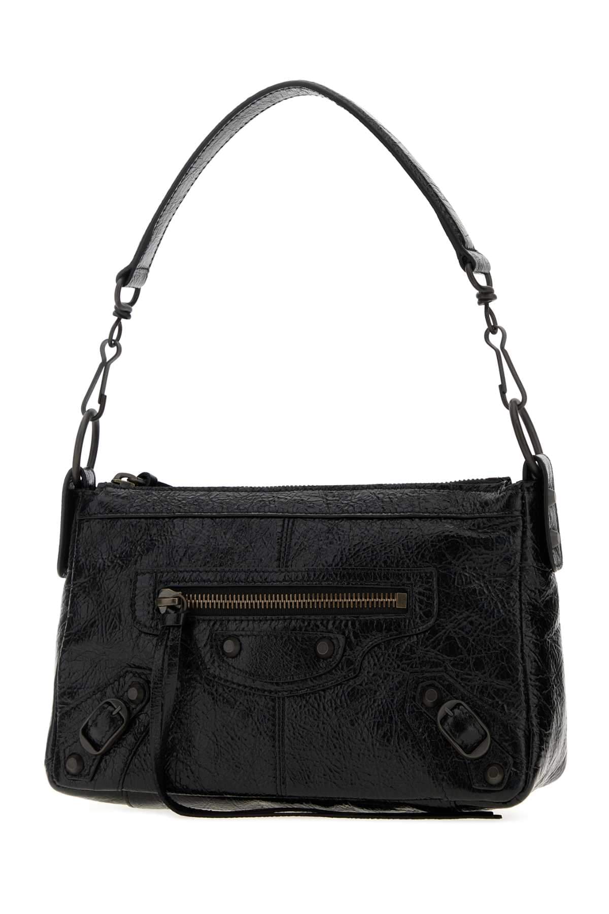 Balenciaga Women Black Leather Mini Le City Moto Shoulder Bag BALENCIAGA