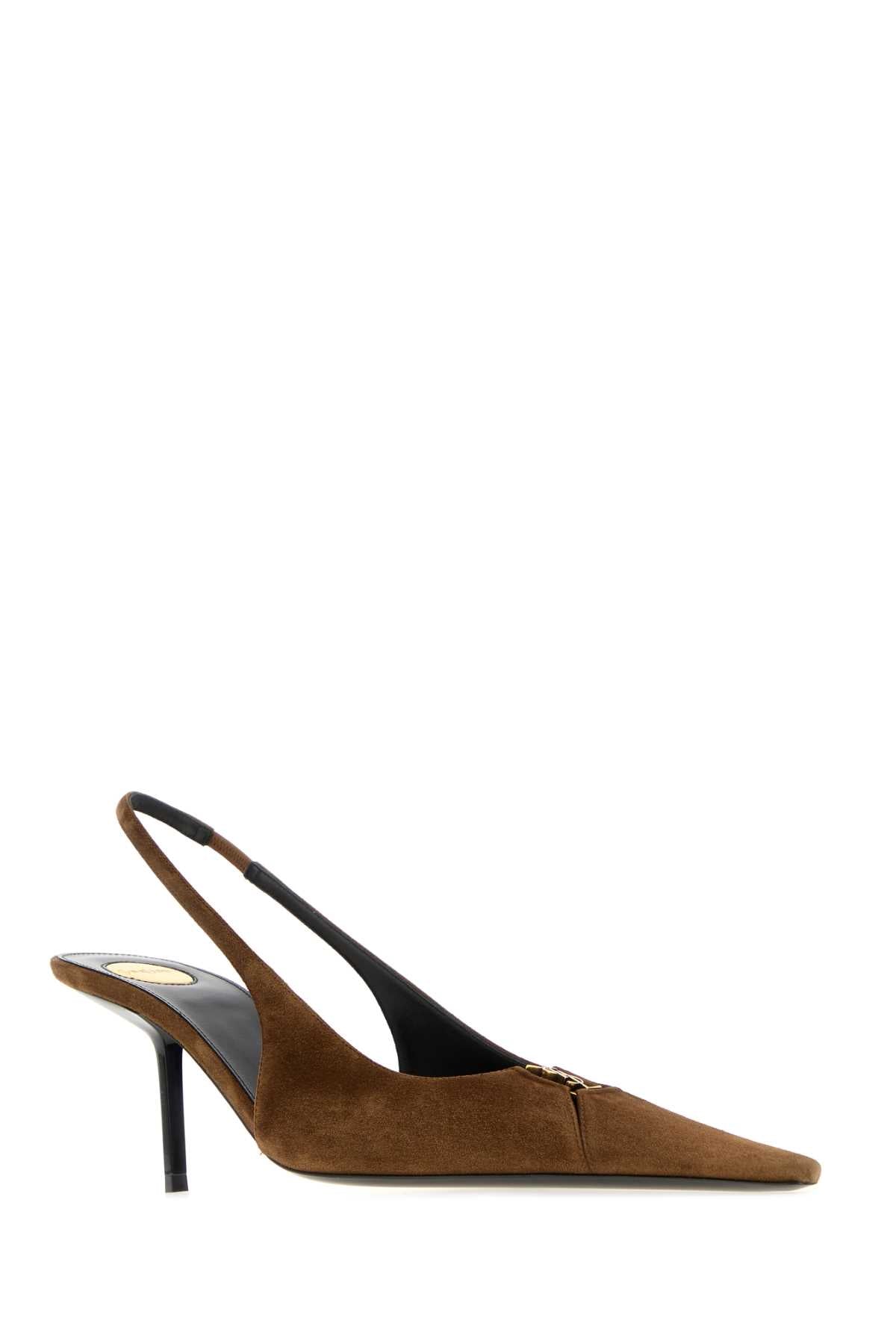 Saint Laurent Women Brown Suede Babylone Breteuil Pumps SAINT LAURENT