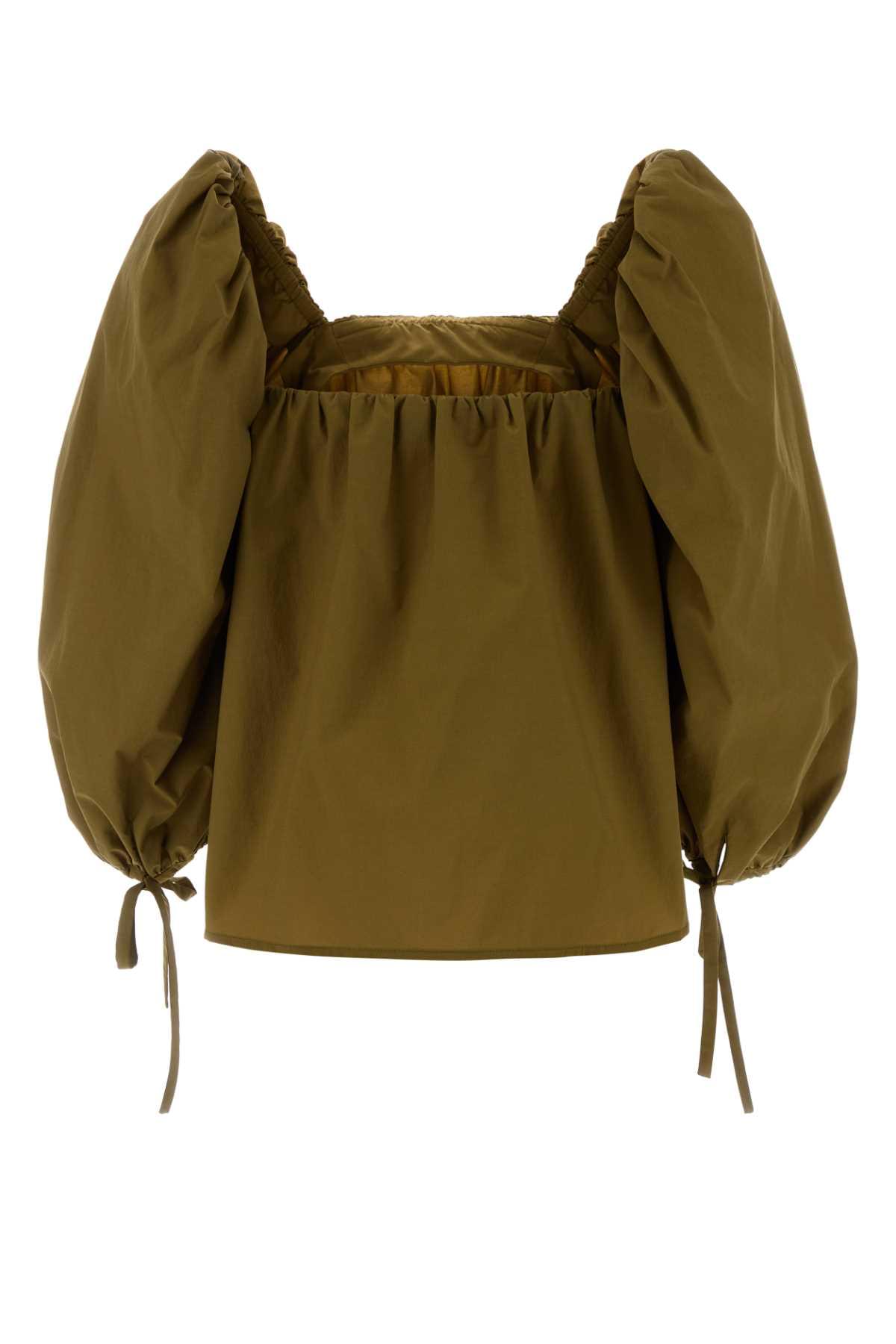 Saint Laurent Women Saint Laurent Women Olive Green Jersey Blouse SAINT LAURENT