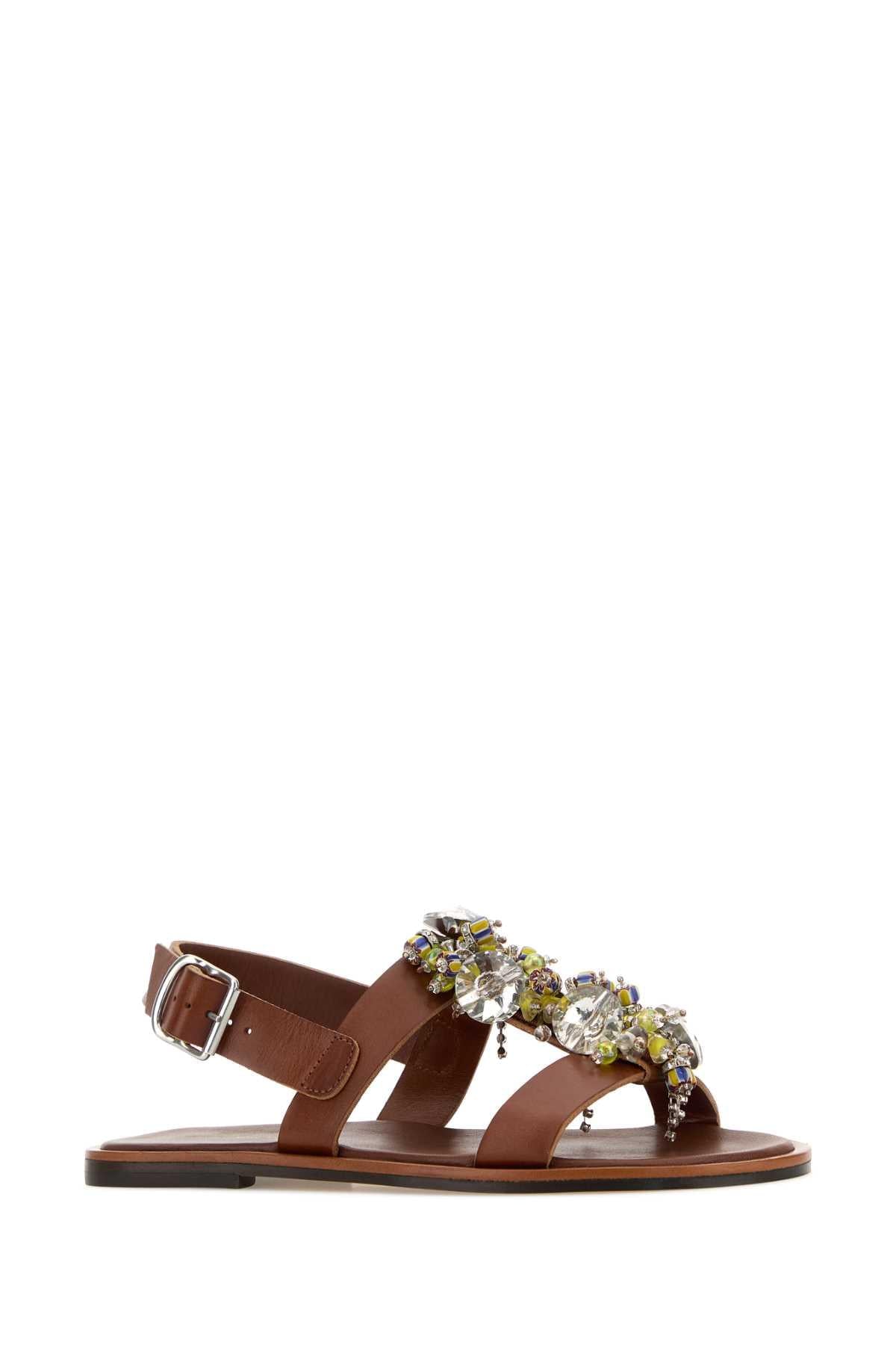 Dries Van Noten Women Caramel Leather Sandals DRIES VAN NOTEN