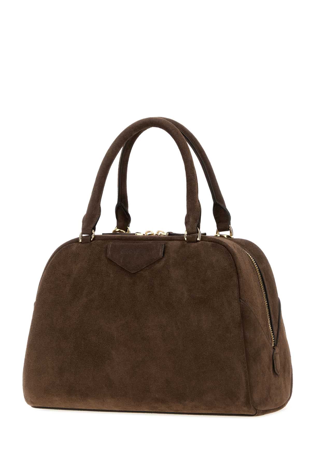 Givenchy Women Brown Suede Medium Antigona East-West Soft Handbag GIVENCHY