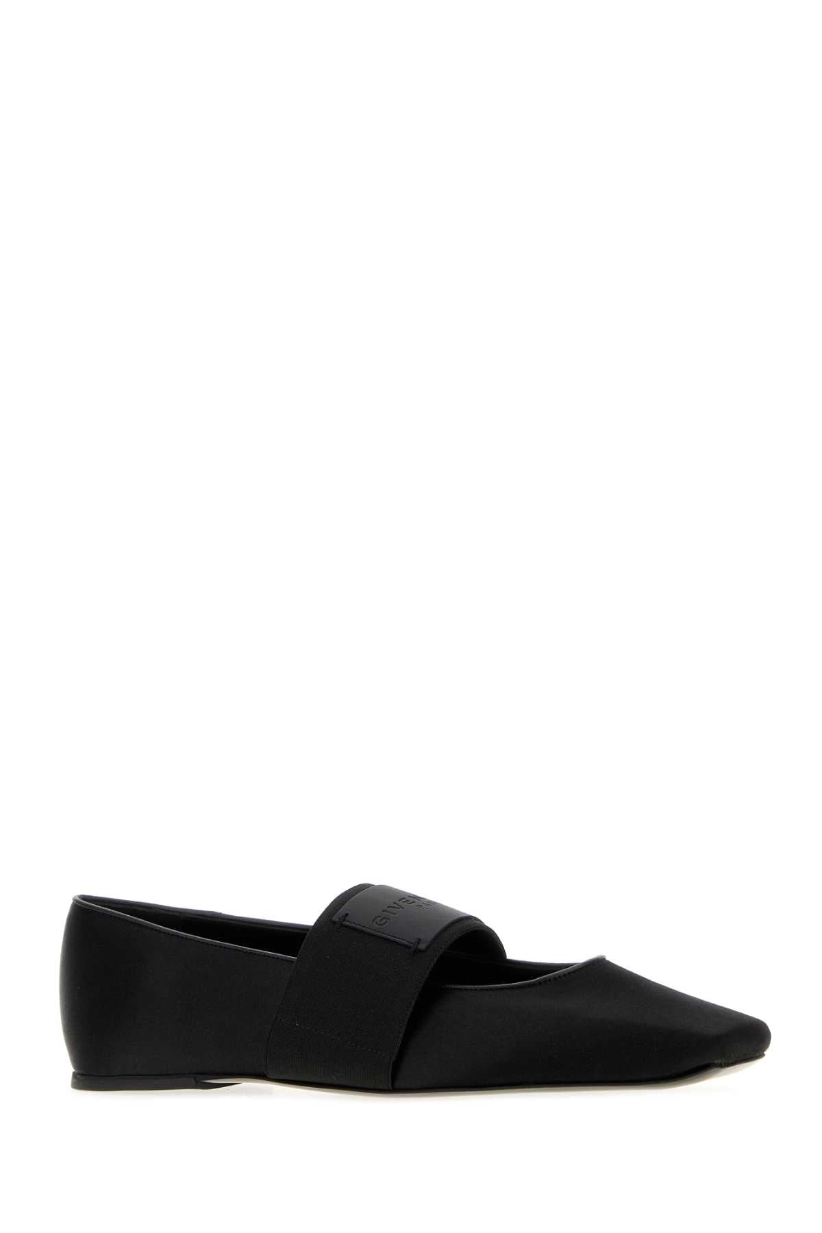 Givenchy Women Black Satin Sliced Square Ballerinas GIVENCHY