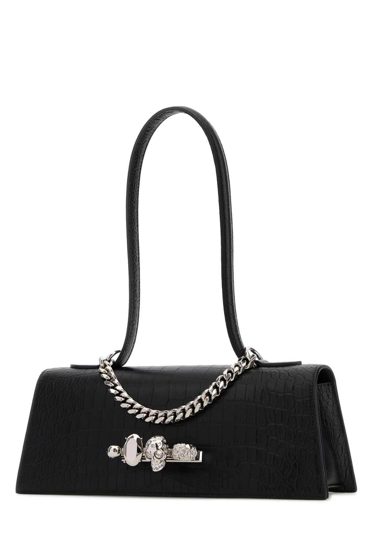 Alexander Mcqueen Women Black Leather Jewelled Shoulder Bag ALEXANDER MCQUEEN