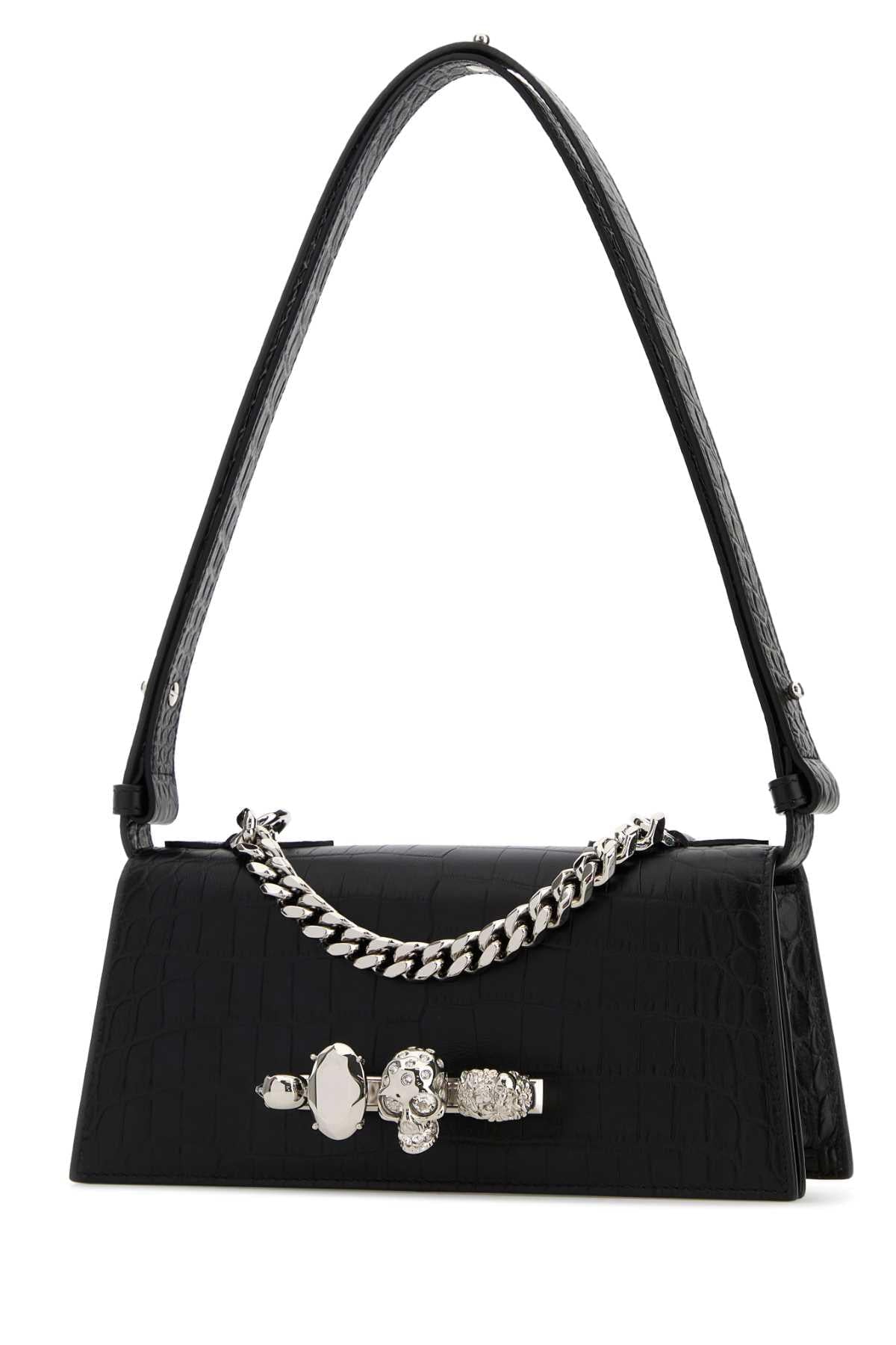 Alexander Mcqueen Women Black Leather Mini Jewelled Shoulder Bag ALEXANDER MCQUEEN