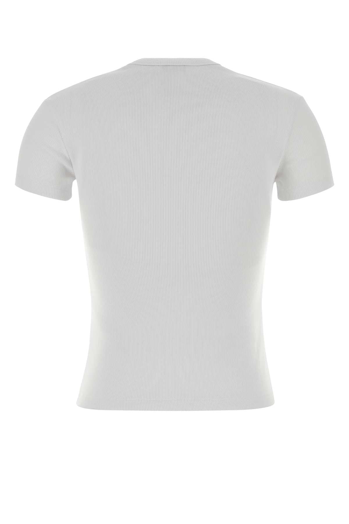 Off White Women White Stretch Cotton T-Shirt OFF-WHITE