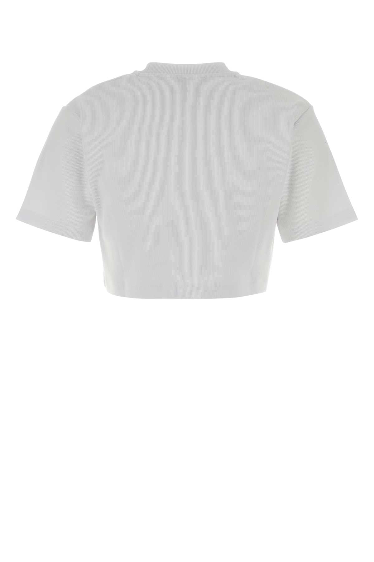 Off White Women White Stretch Cotton T-Shirt OFF-WHITE