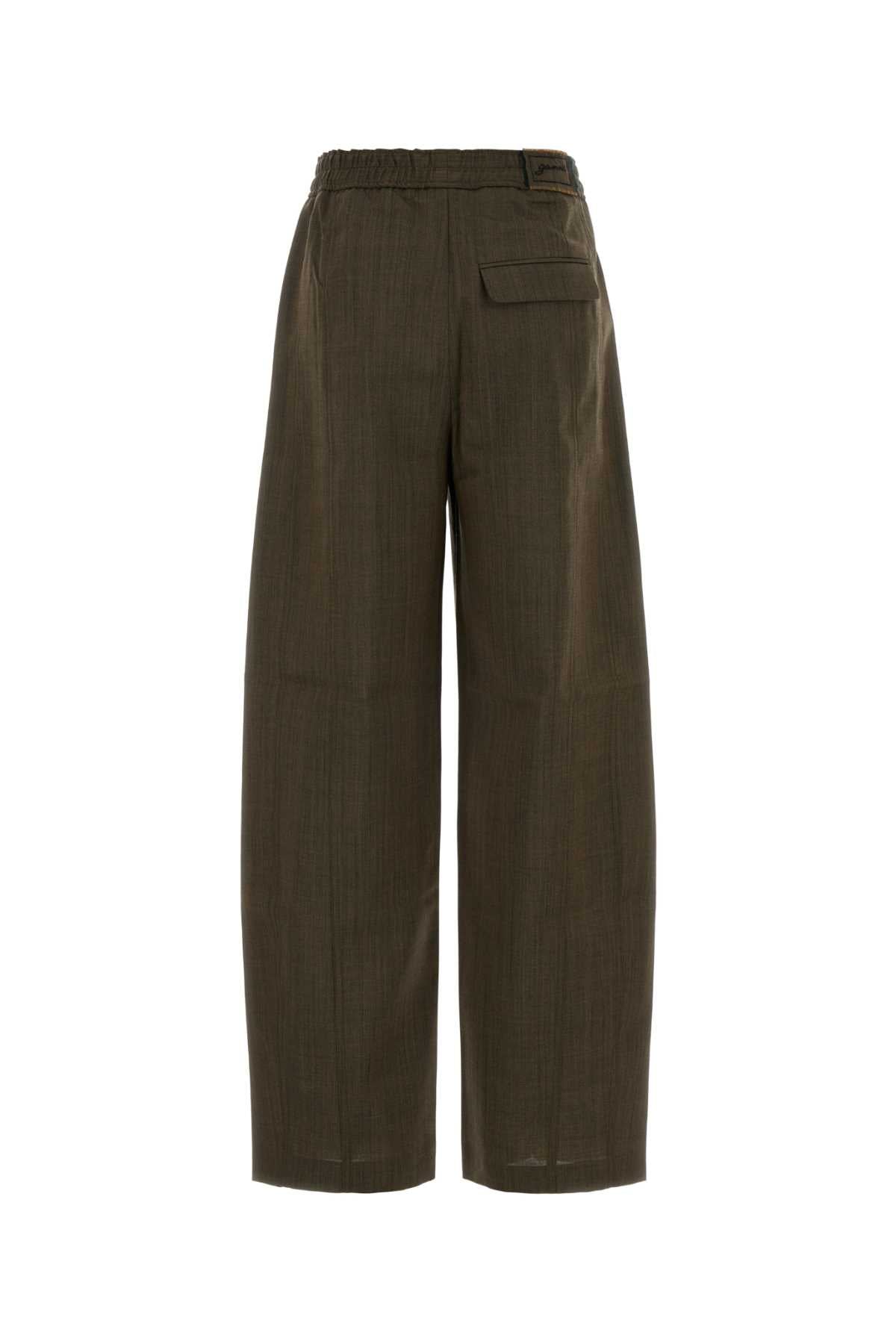 Ganni Women Mud Wool Wide-Leg Pant GANNI
