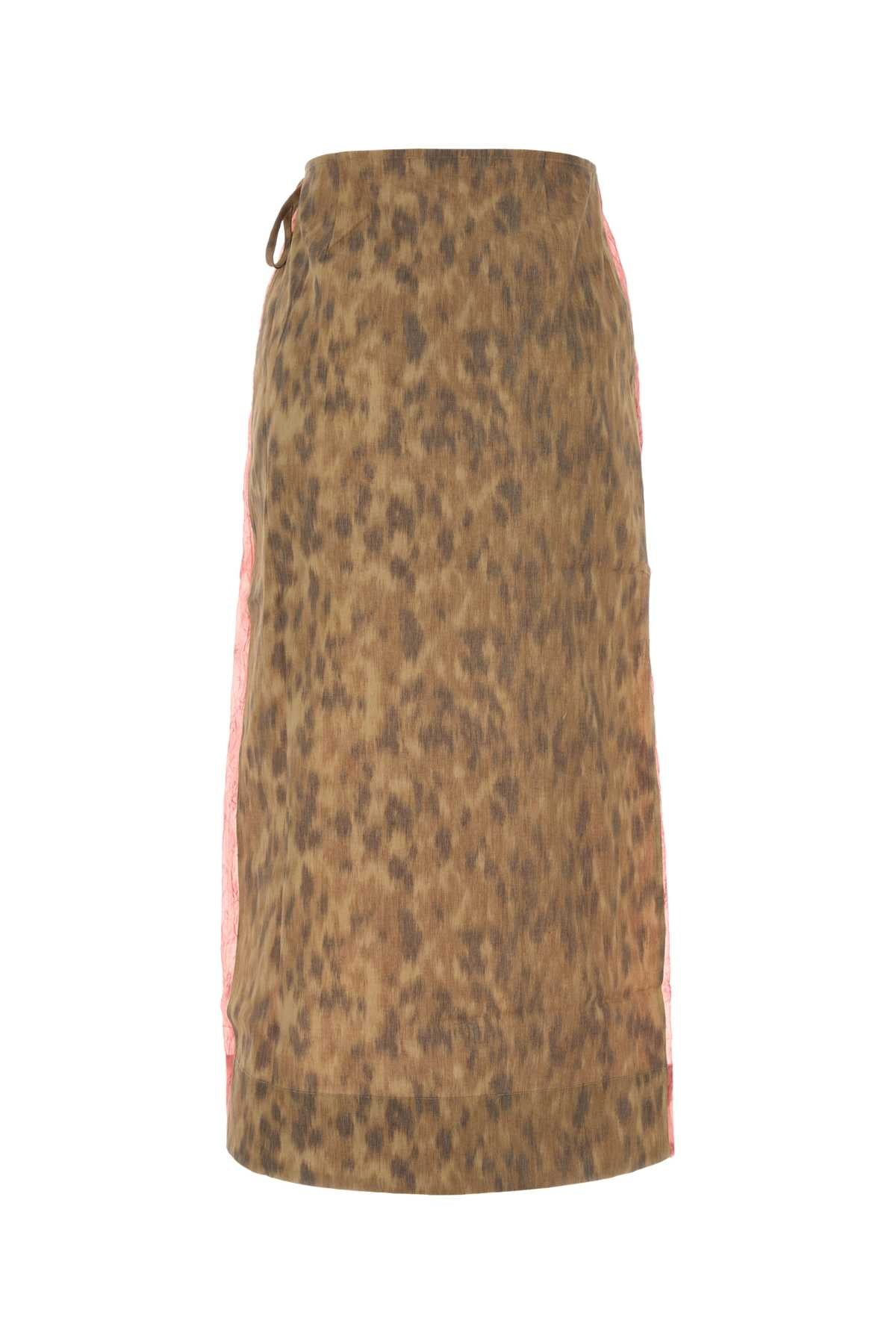 Ganni Women Printed Organza And Stretch Cotton Skirt GANNI