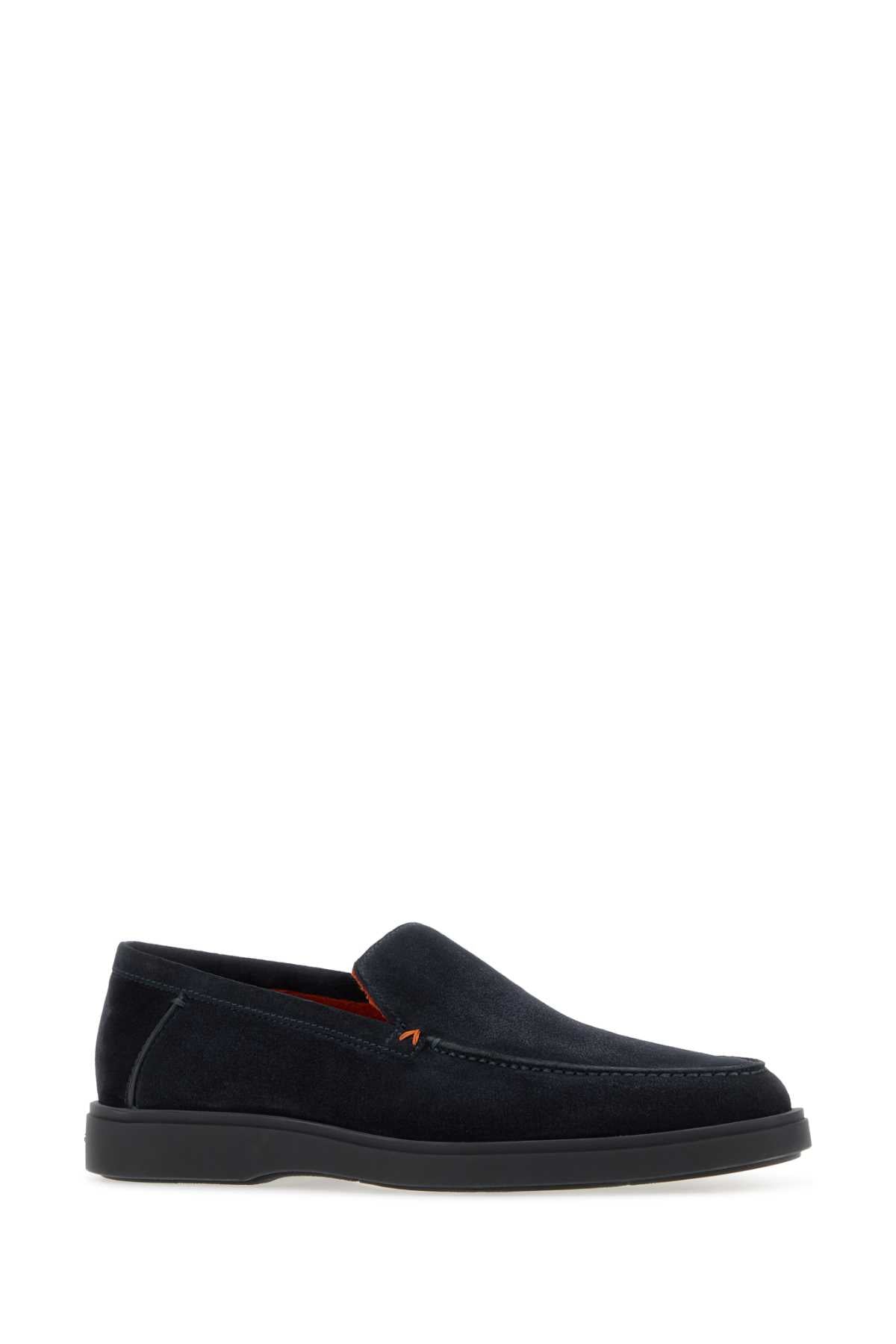 Santoni Men Navy Blue Suede Derision Loafers SANTONI