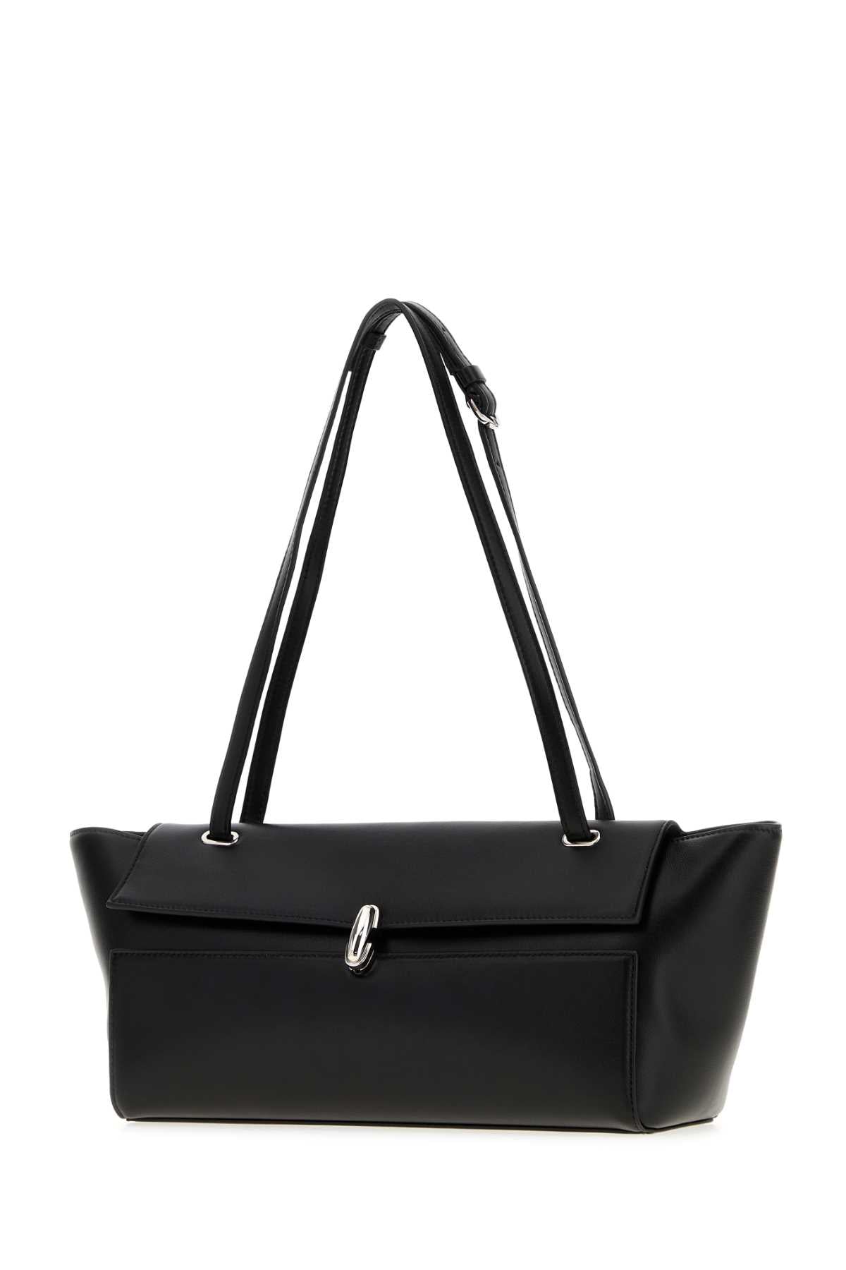 Savette Women Black Leather Trapeze Shoulder Bag SAVETTE