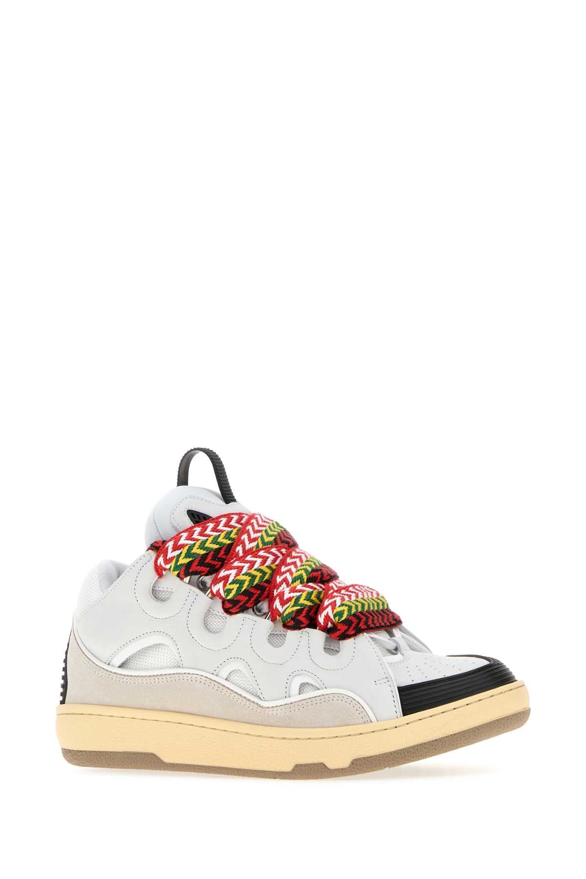 Lanvin Women Multicolor Leather And Fabric Curb Sneakers