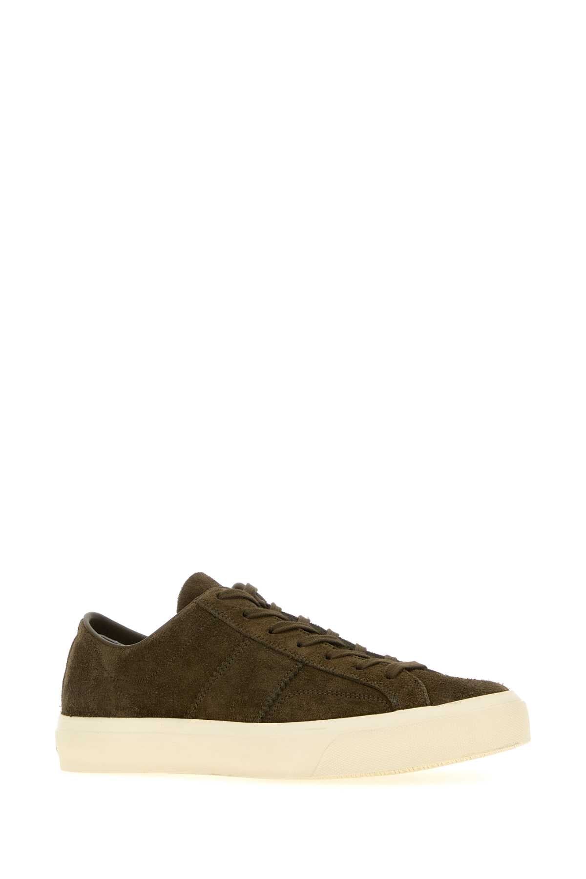 Tom Ford Men Khaki Suede Cambridge Sneakers TOM FORD