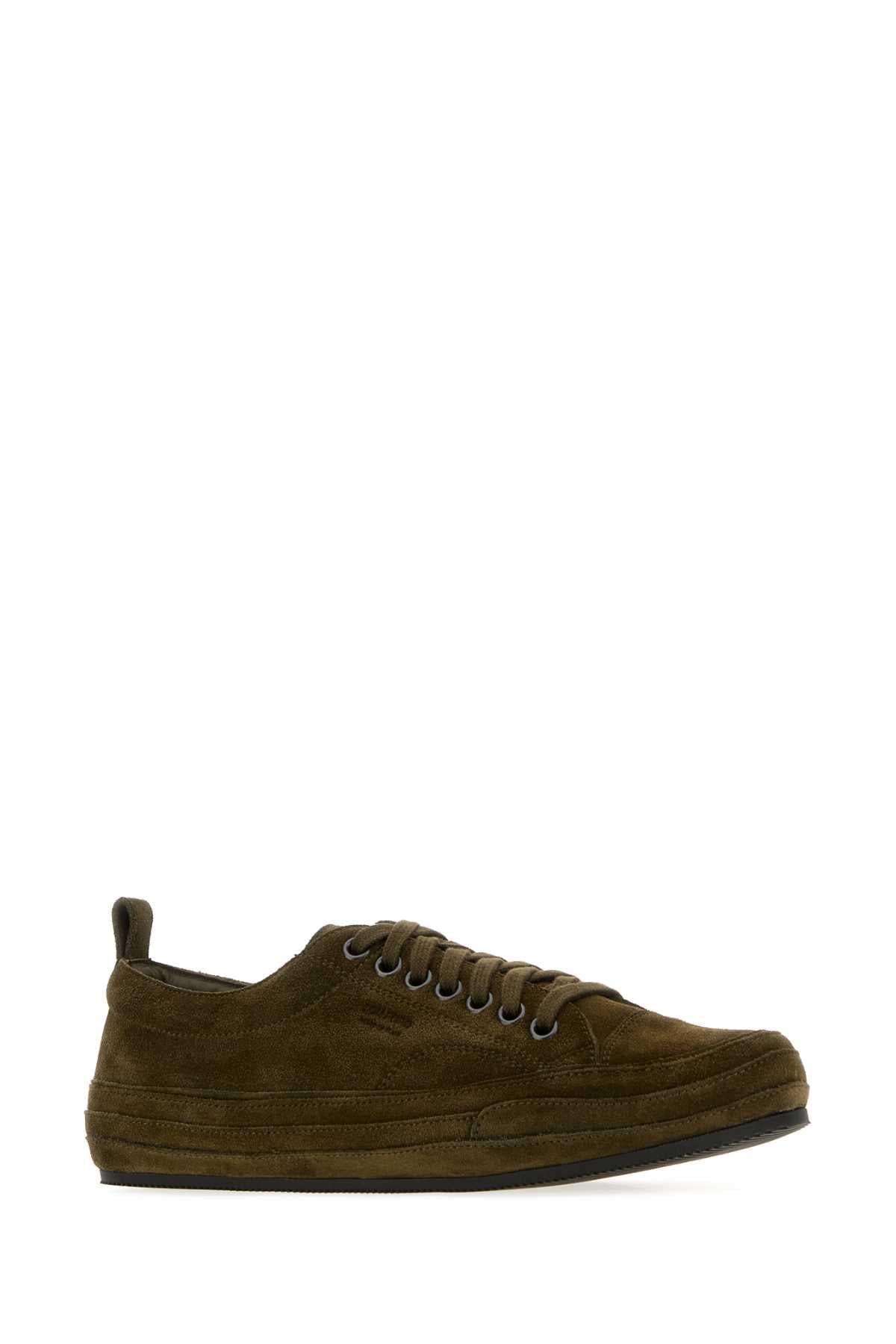 Tom Ford Men Dark Green Suede Dean Sneakers TOM FORD