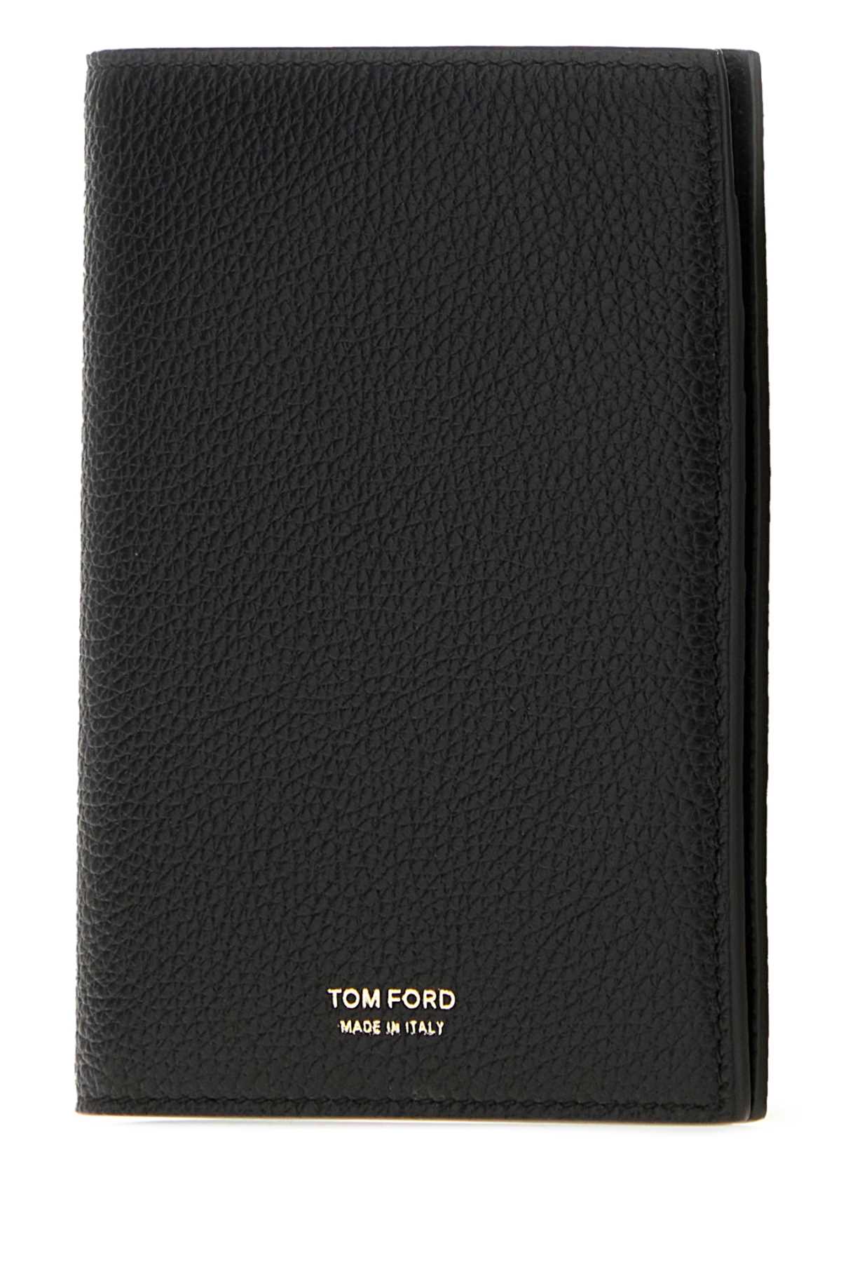 Tom Ford Men Black Leather Passport Holder TOM FORD
