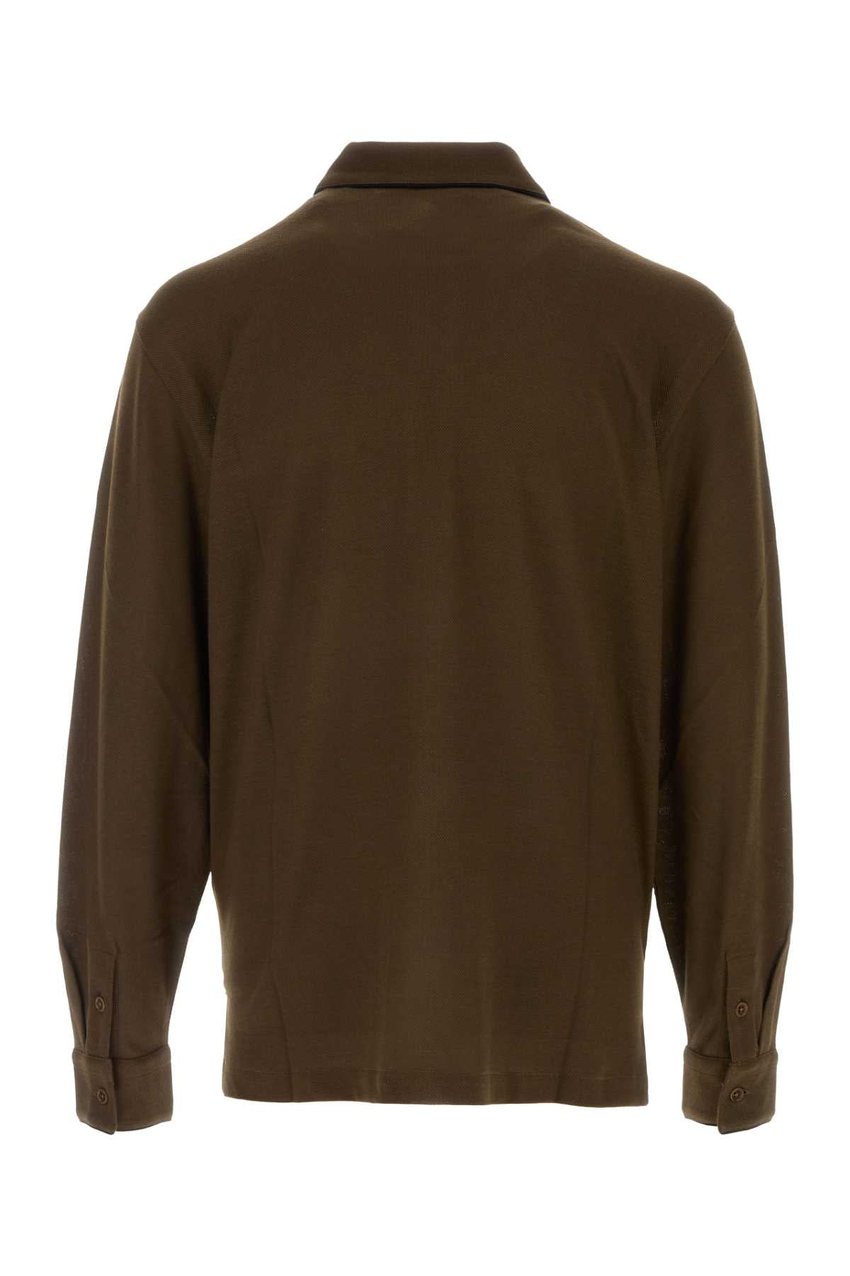 Tom Ford Men Chocolate Piquet Polo Shirt TOM FORD