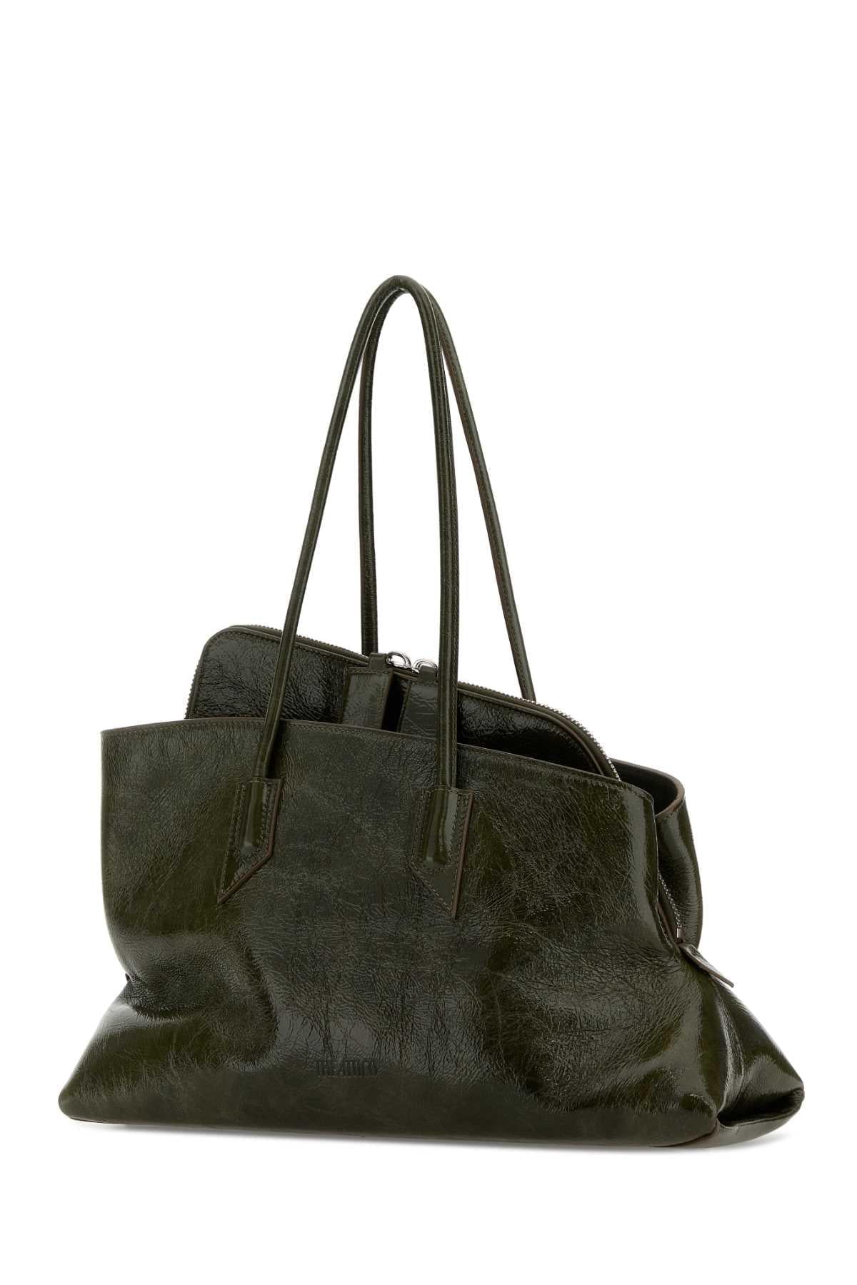 The Attico Women Olive Green Leather Medium La Passeggiata Shoulder Bag THE ATTICO