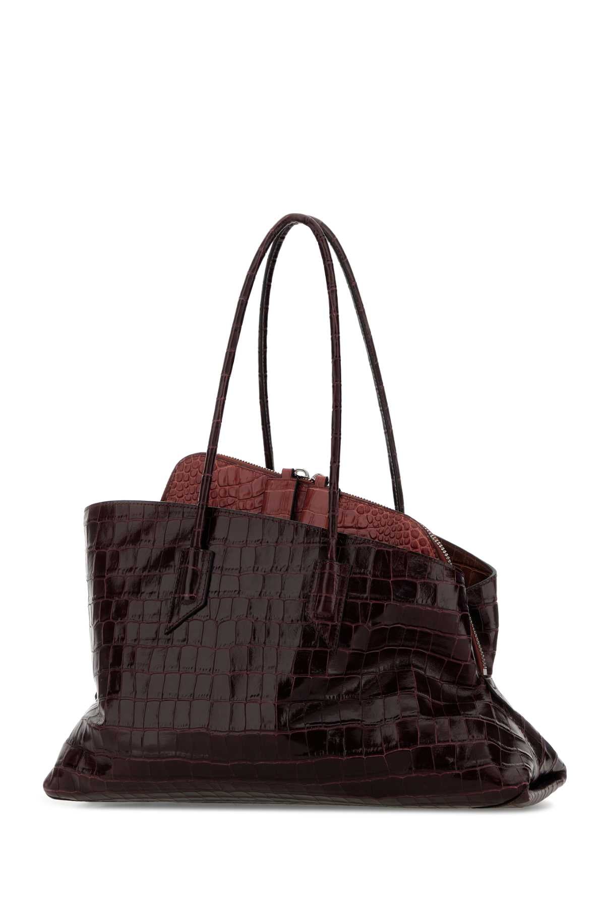 The Attico Women Burgundy Leather Medium La Passeggiata Shoulder Bag THE ATTICO