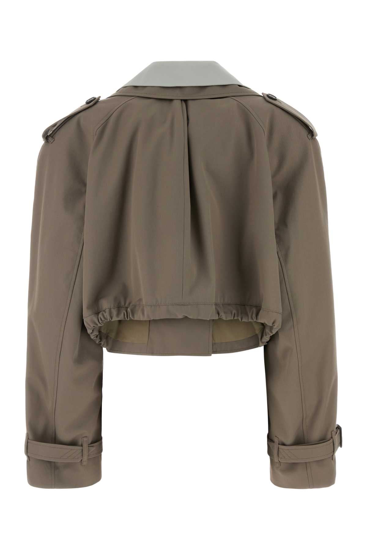 The Attico Women Dove Grey Gabardine Trench Coat THE ATTICO