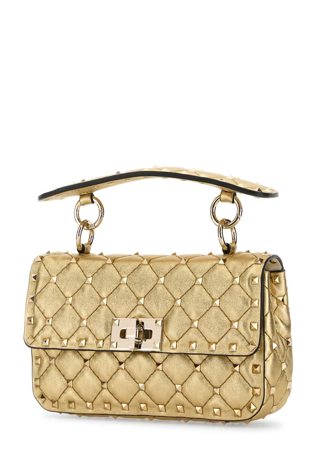 Valentino Garavani Women Gold Leather Rockstuds Handbag VALENTINO GARAVANI