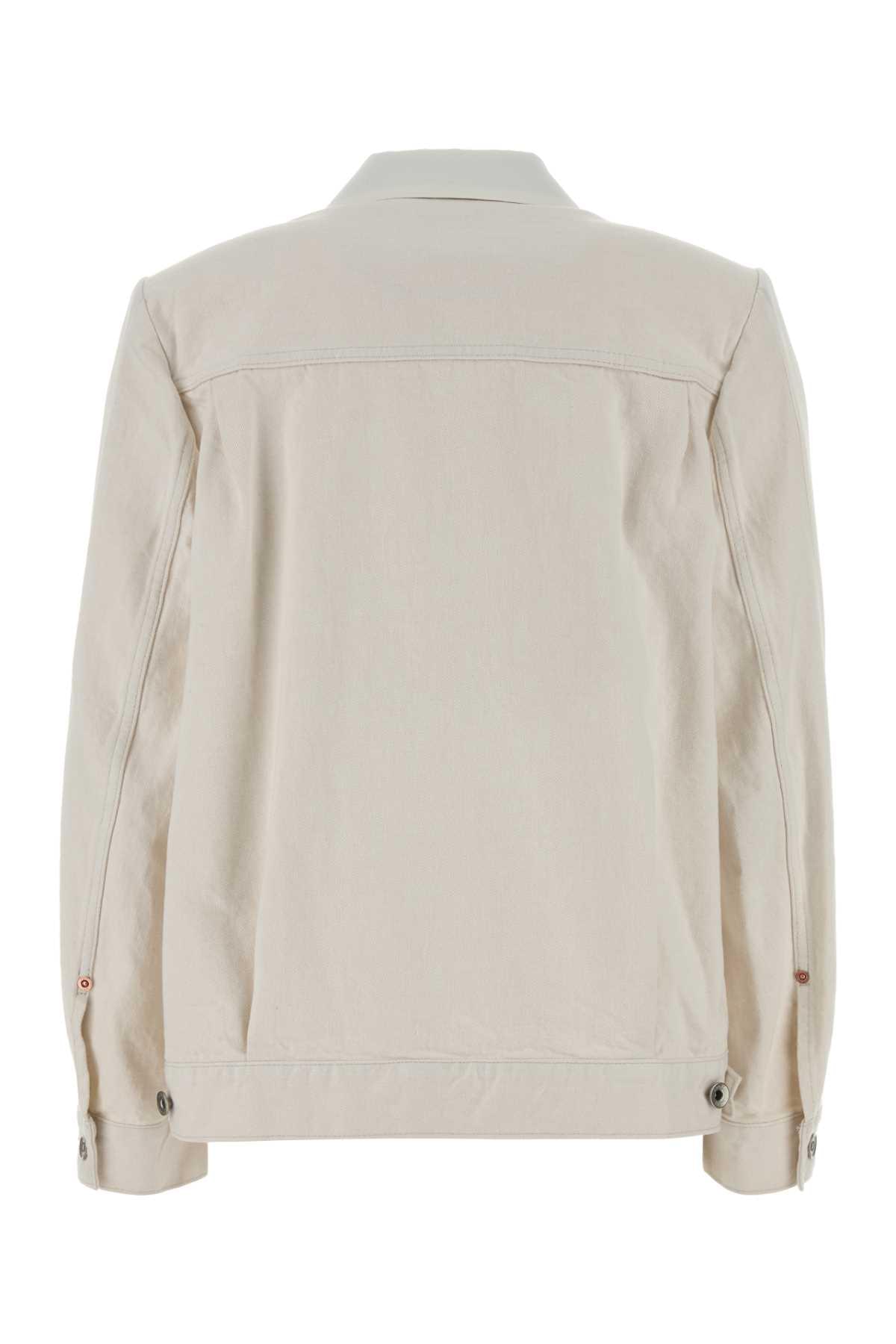 Sacai Women Ivory Twill And Denim Blazer SACAI