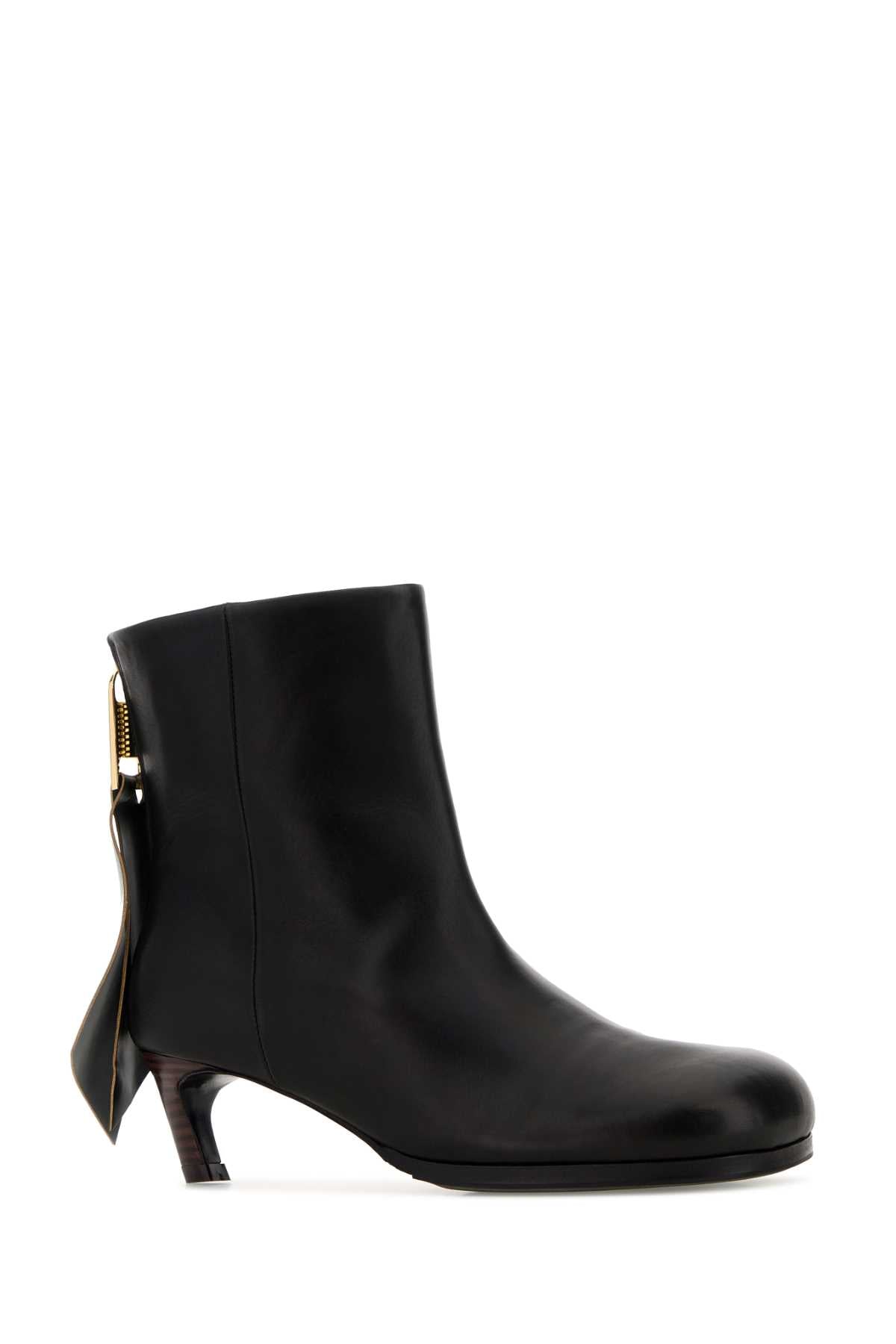 Sacai Women Black Leather Ankle Boots SACAI