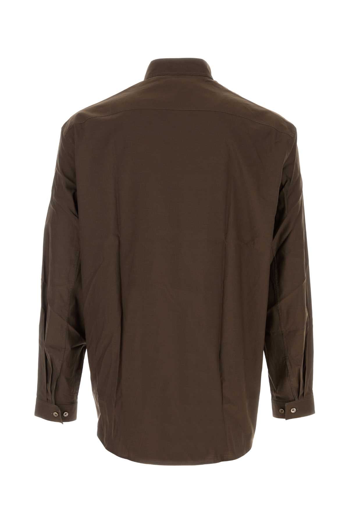 Lemaire Men Chocolate Poplin Shirt LEMAIRE