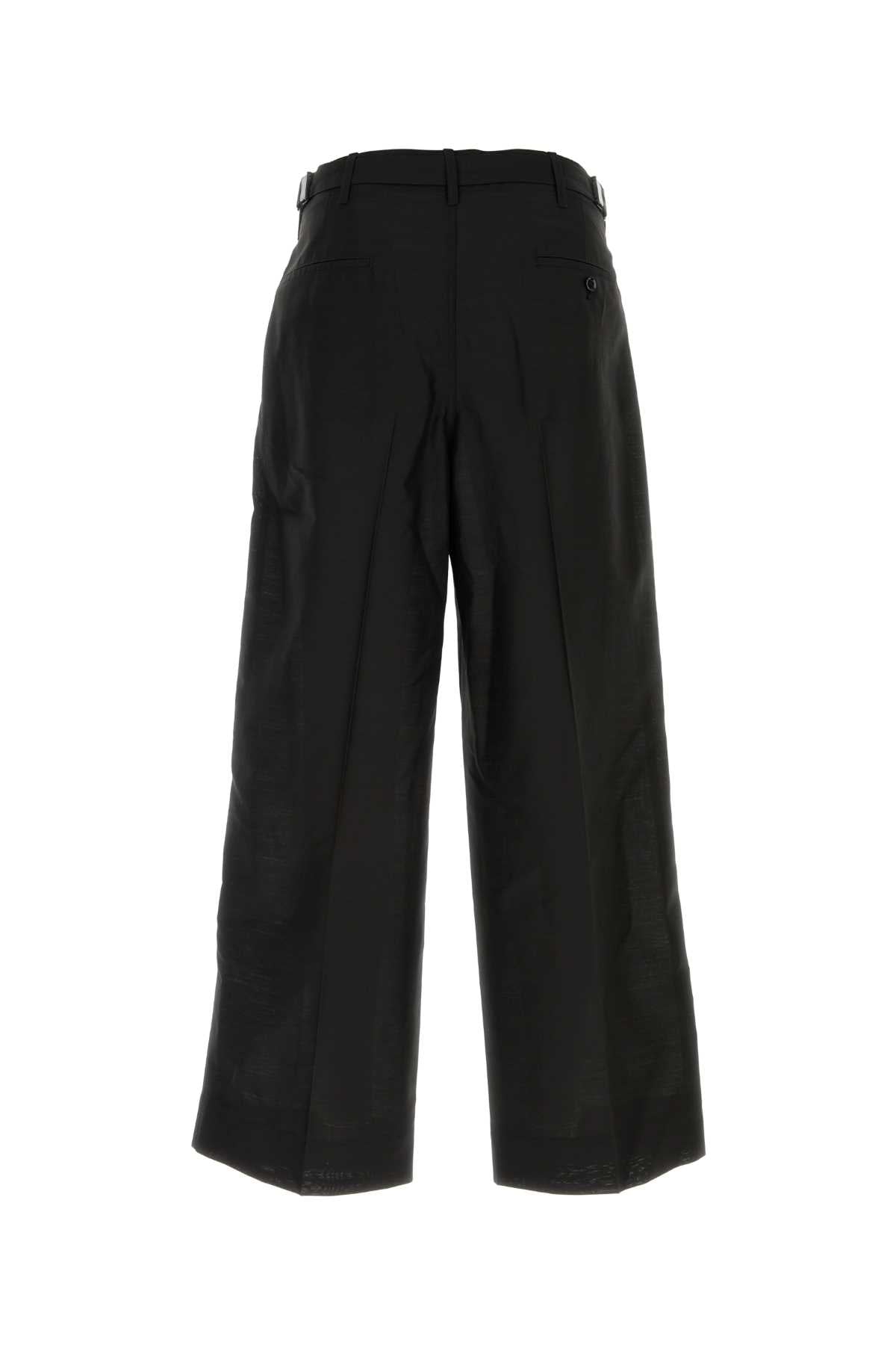 Lemaire Men Black Wool Blend Wide-Leg Pant LEMAIRE