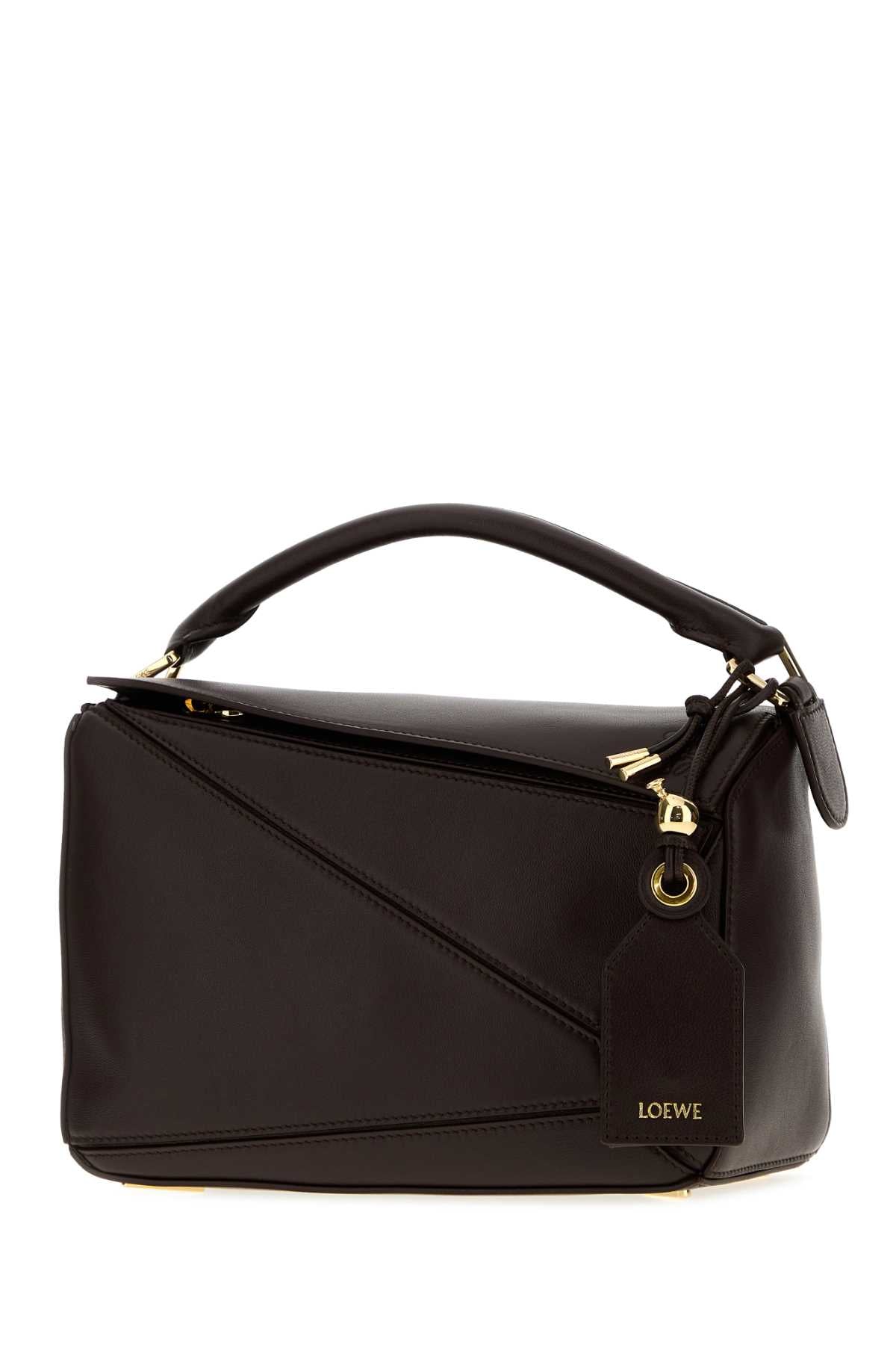 Loewe Women Dark Brown Nappa Leather Small Featherlight Puzzle Handbag LOEWE