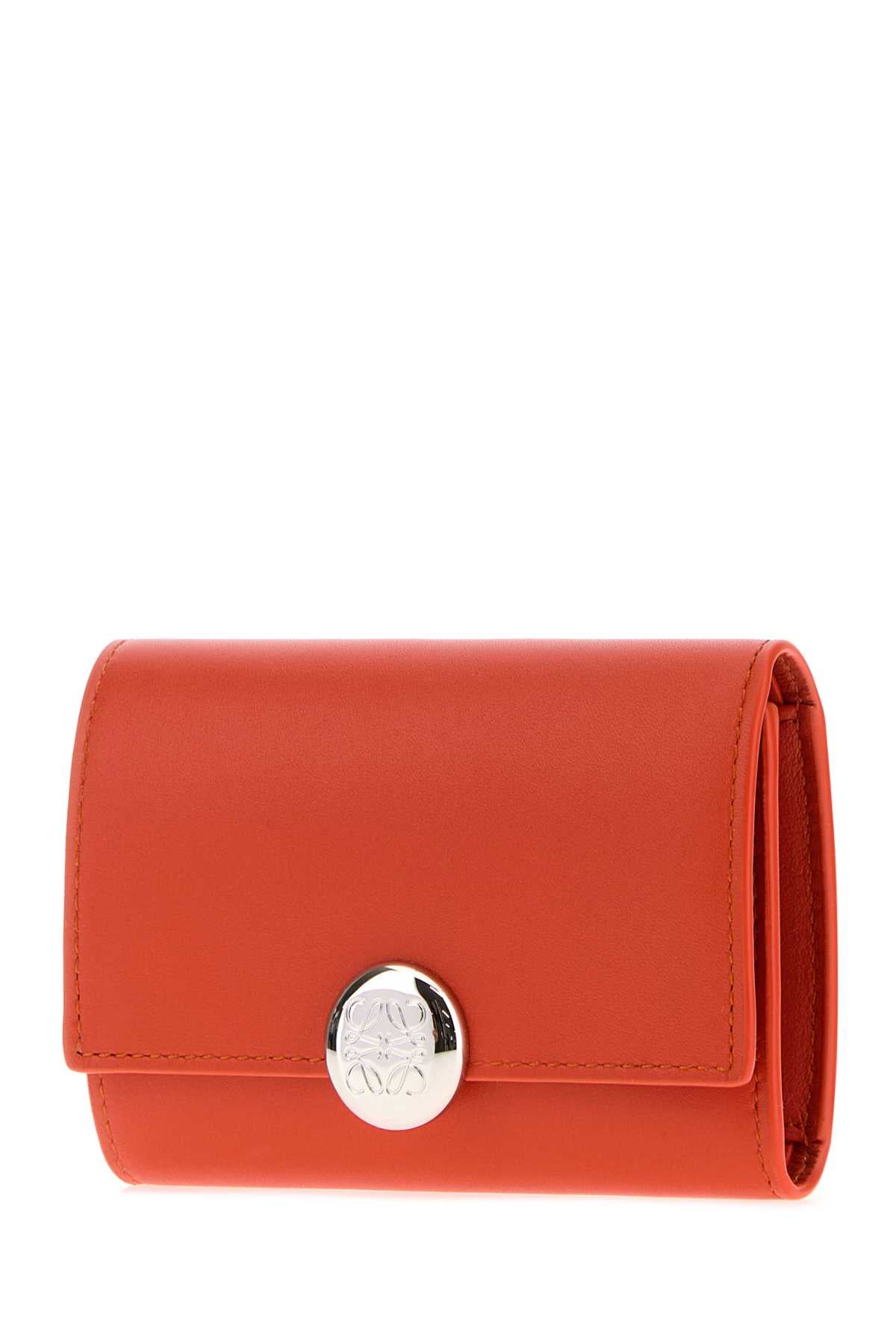 Loewe Women Orange Leather Pebble Wallet LOEWE