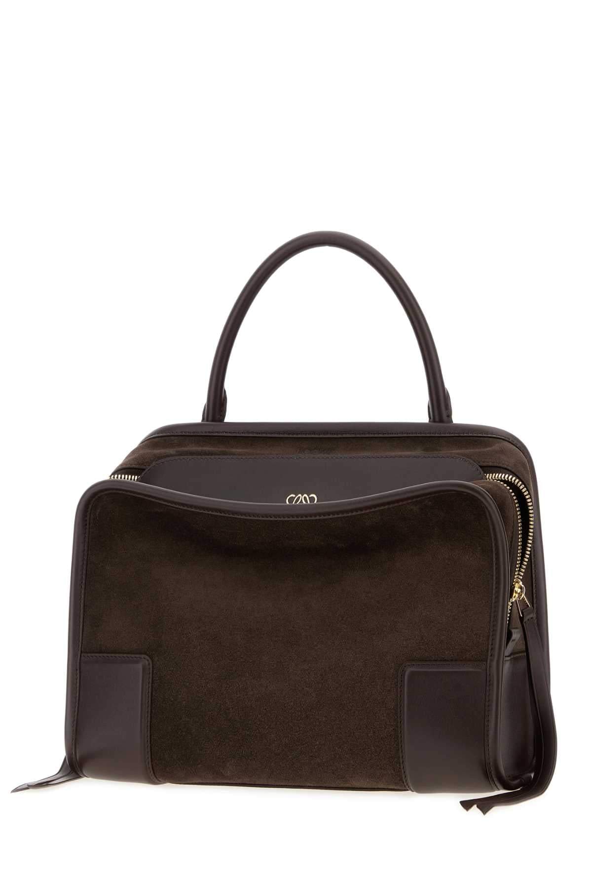 Loewe Women Brown Suede Medium Amazona 180 Handbag LOEWE
