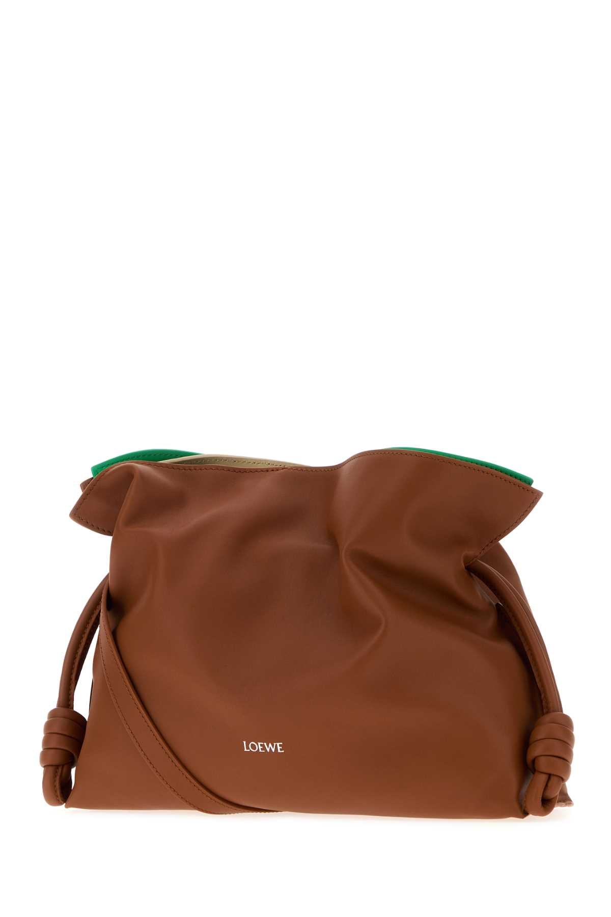 Loewe Women Caramel Leather Layered Flamenco Clutch LOEWE