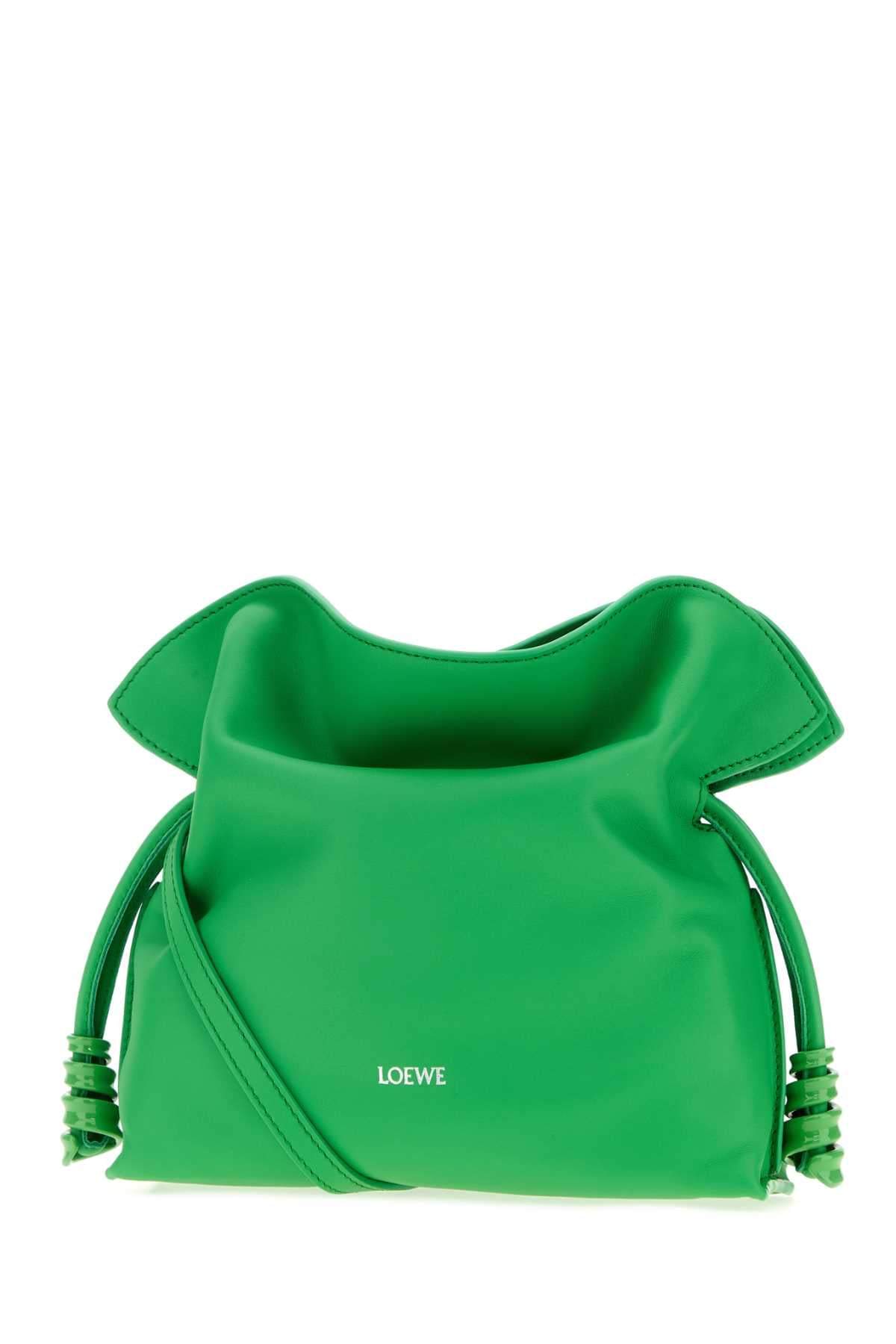 Loewe Women Grass Green Leather Mini Flamenco Clutch LOEWE