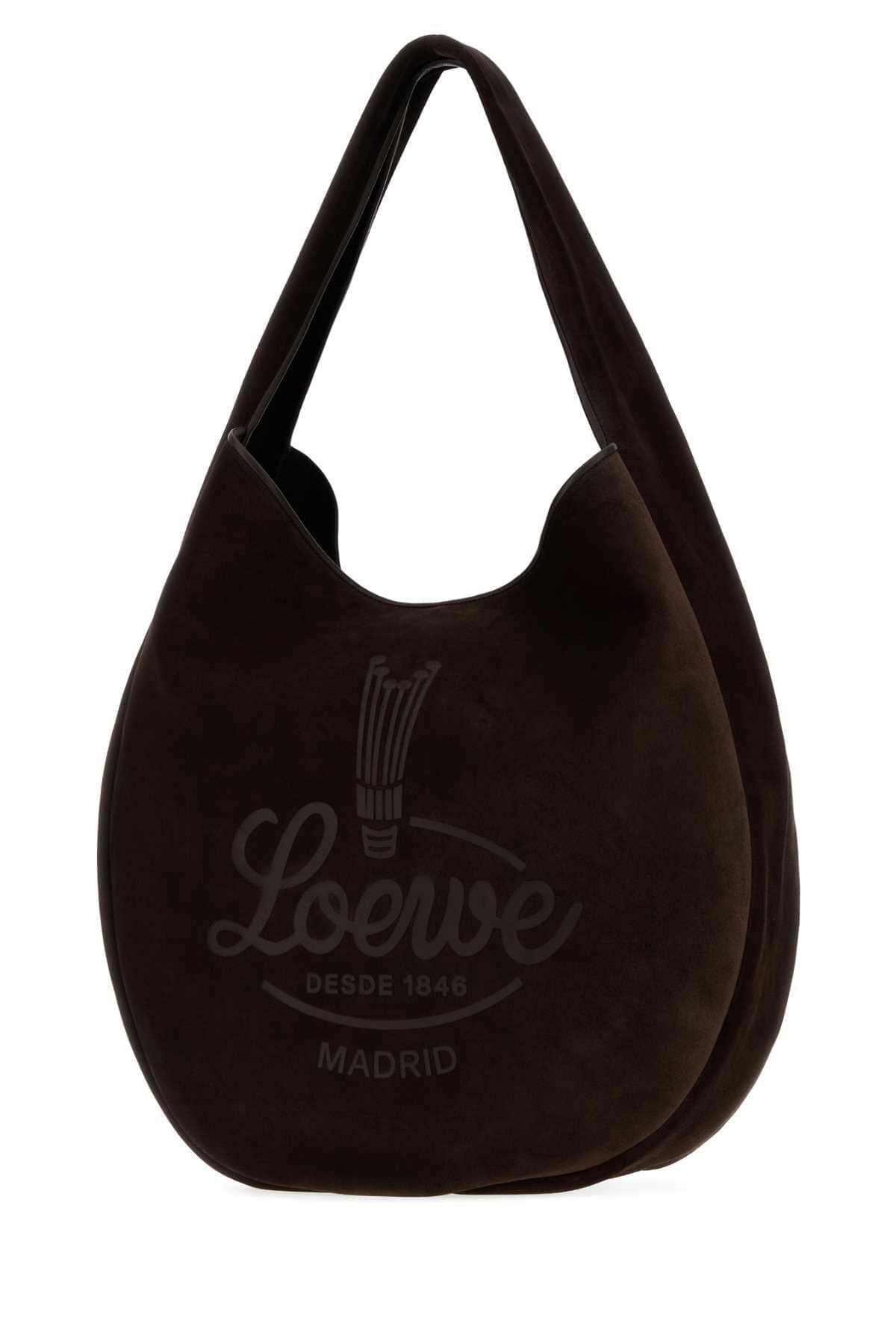 Loewe Men Dark Brown Suede Roomy Shopping Bag LOEWE