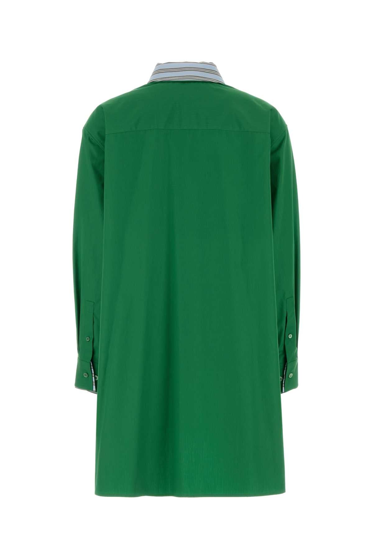 Loewe Women Grass Green Poplin Shirt Dress